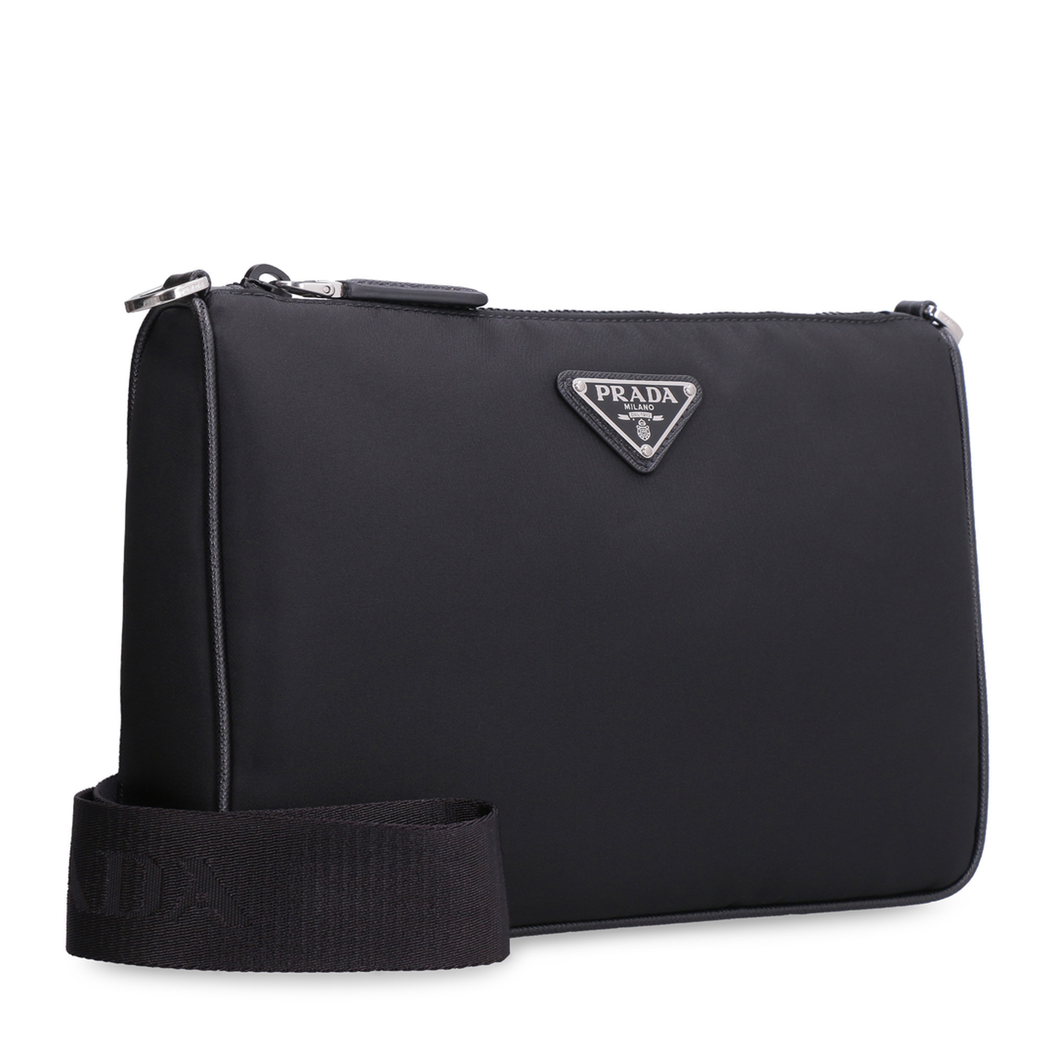 Logo Plaque Zipped Messenger Bag