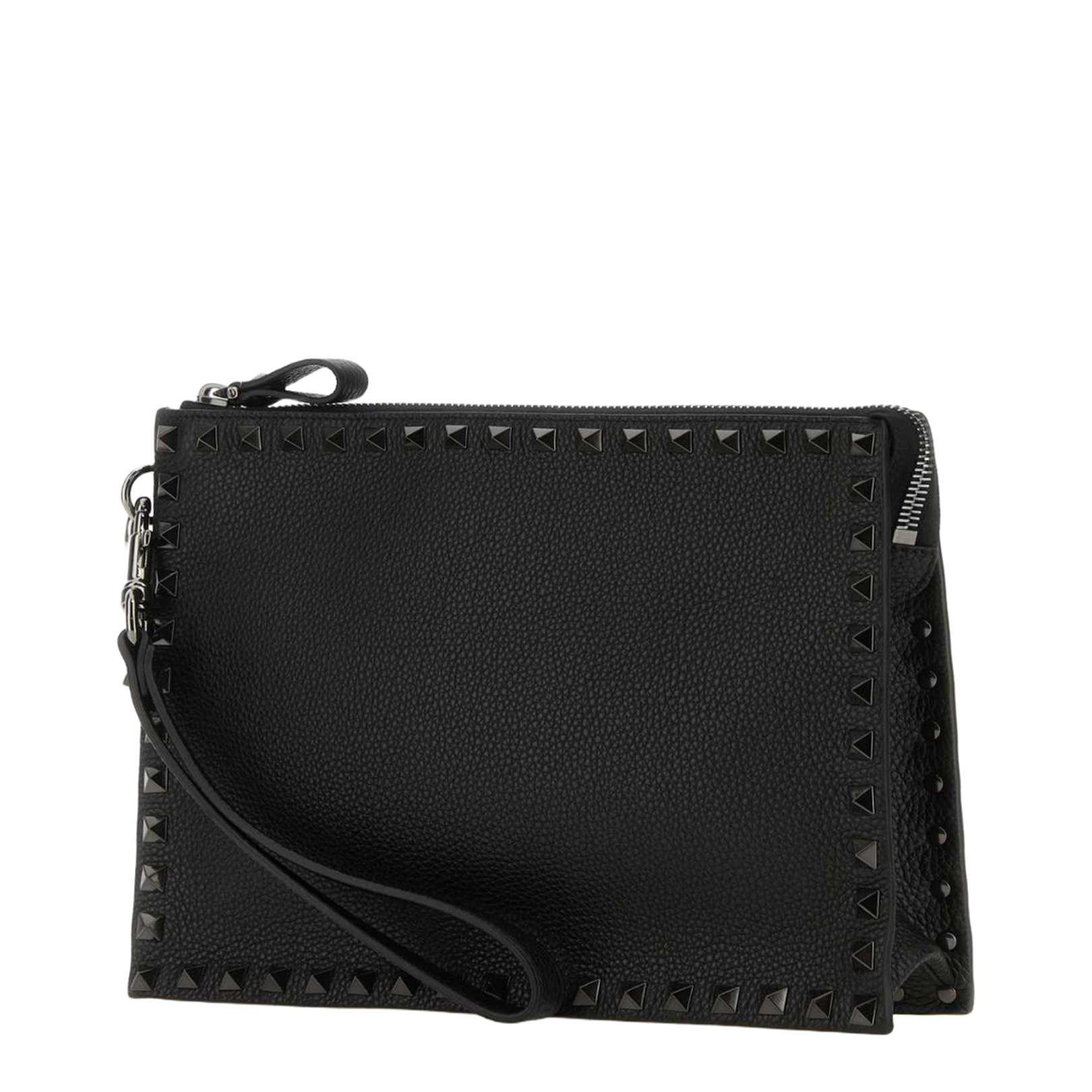 Black leather Rockstud clutch