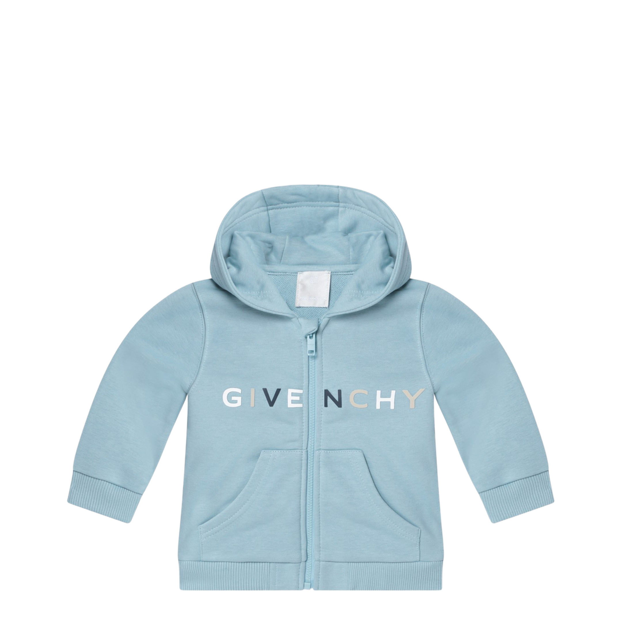 Light Blue Zip Hoodie with Logo