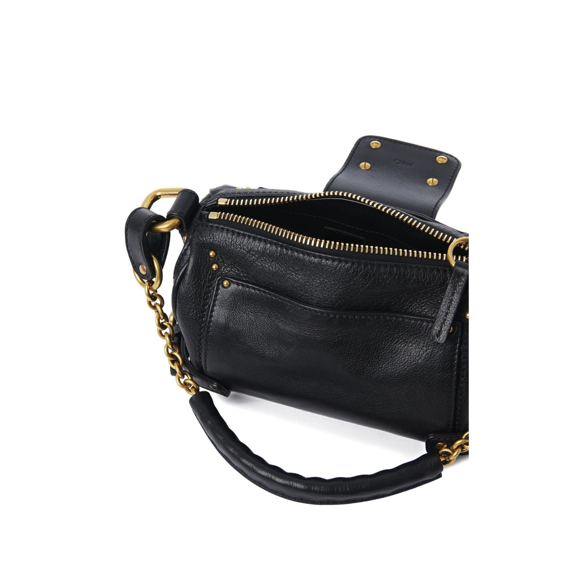 Small Paddington Chain Bag in Grained Leather Black