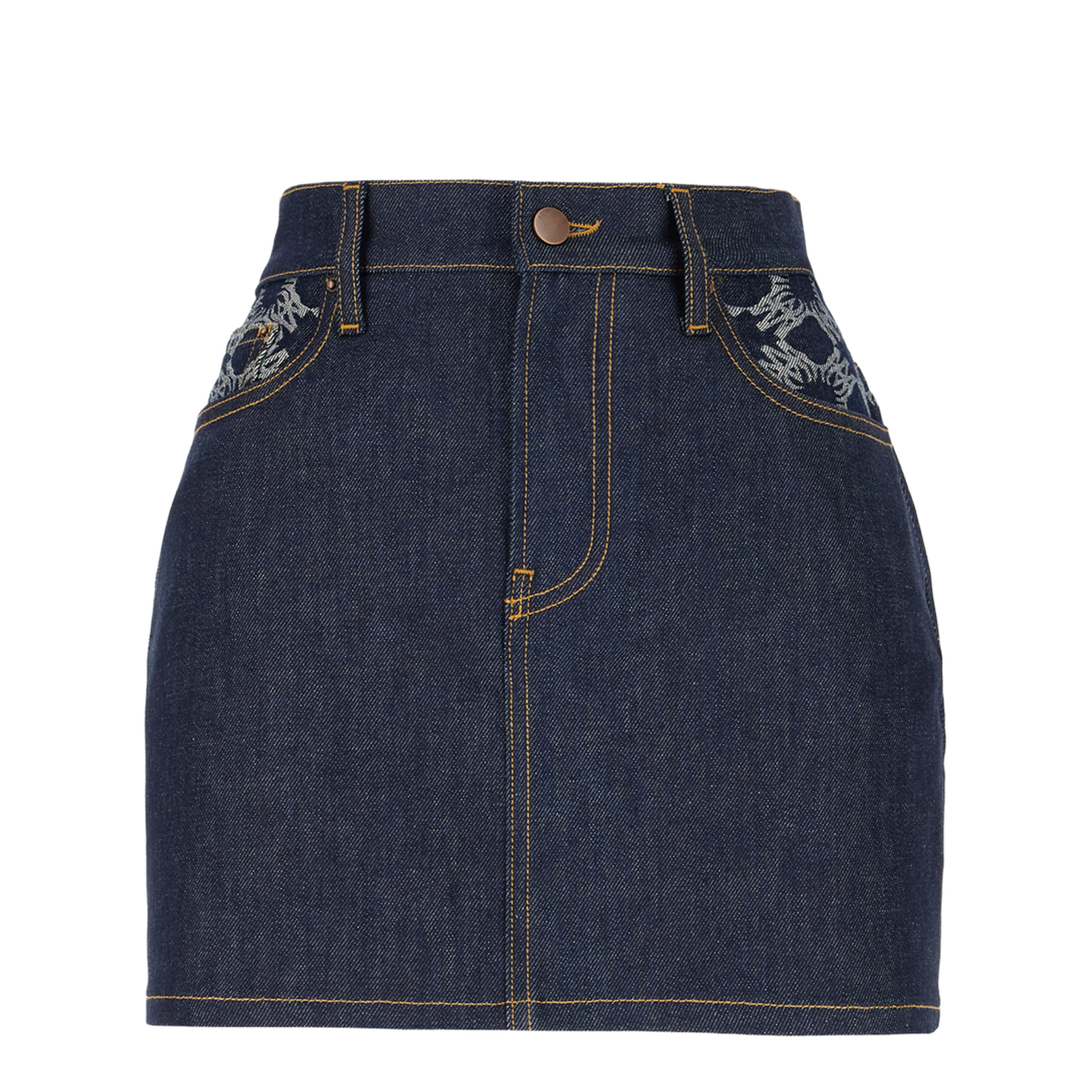 Blue denim mini skirt