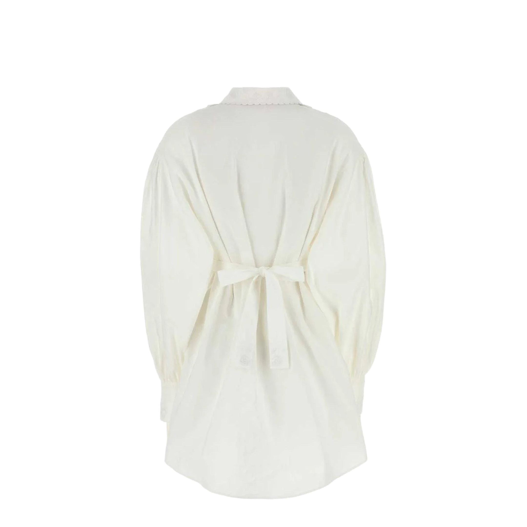 White Cotton Blend Shirt Dress