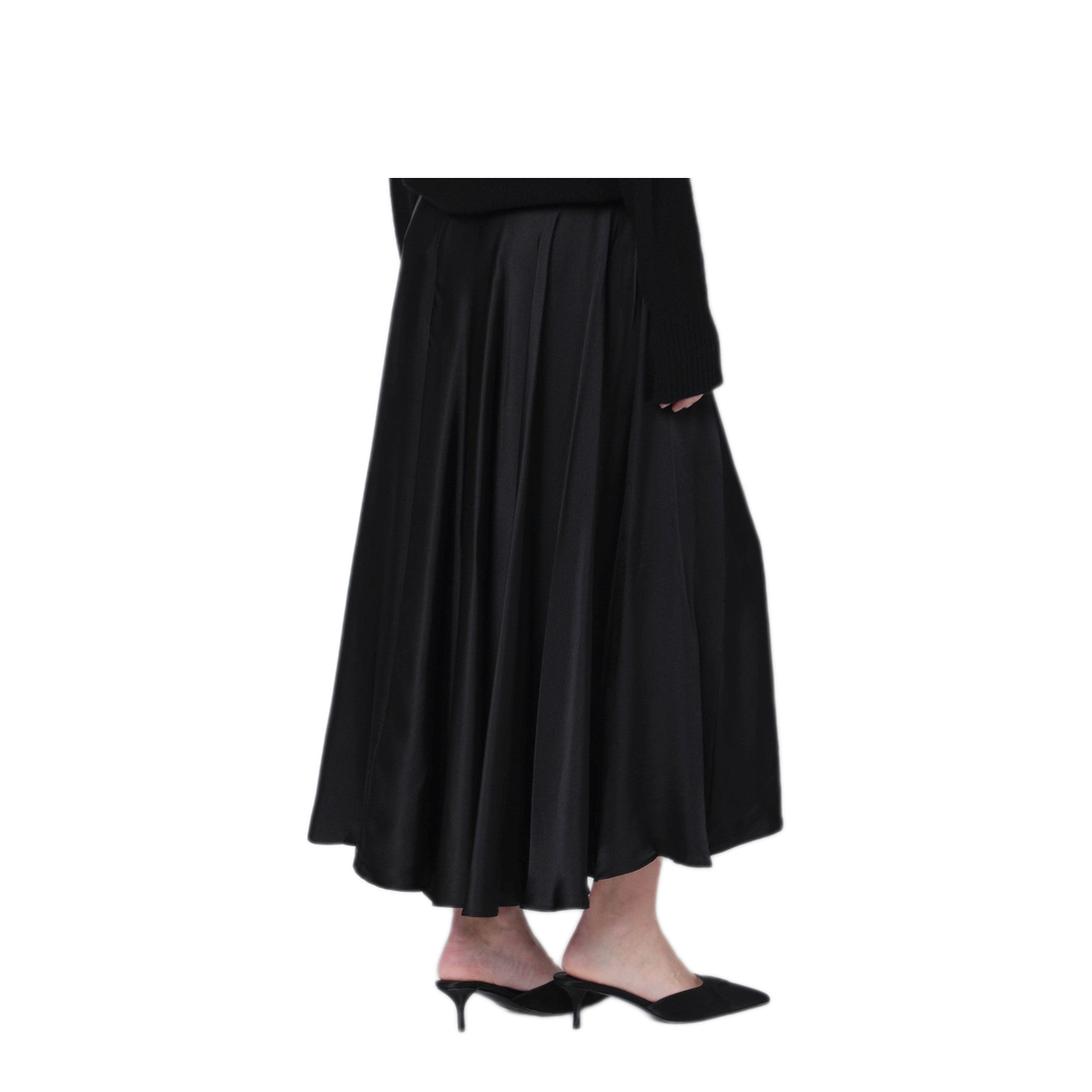 MAYFEYR - Anine Bing - Black Christina Silk Blend Midi Skirt - A-04-11811SIBLK26