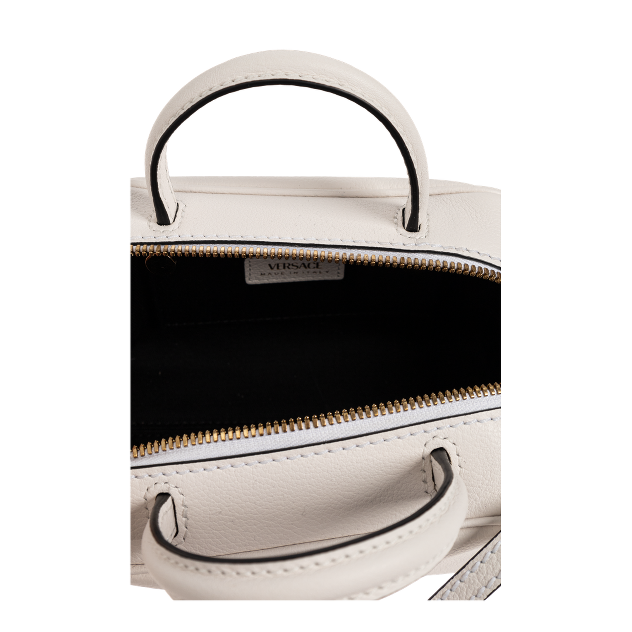 Medusa Plaque Perforated Hand Bag White