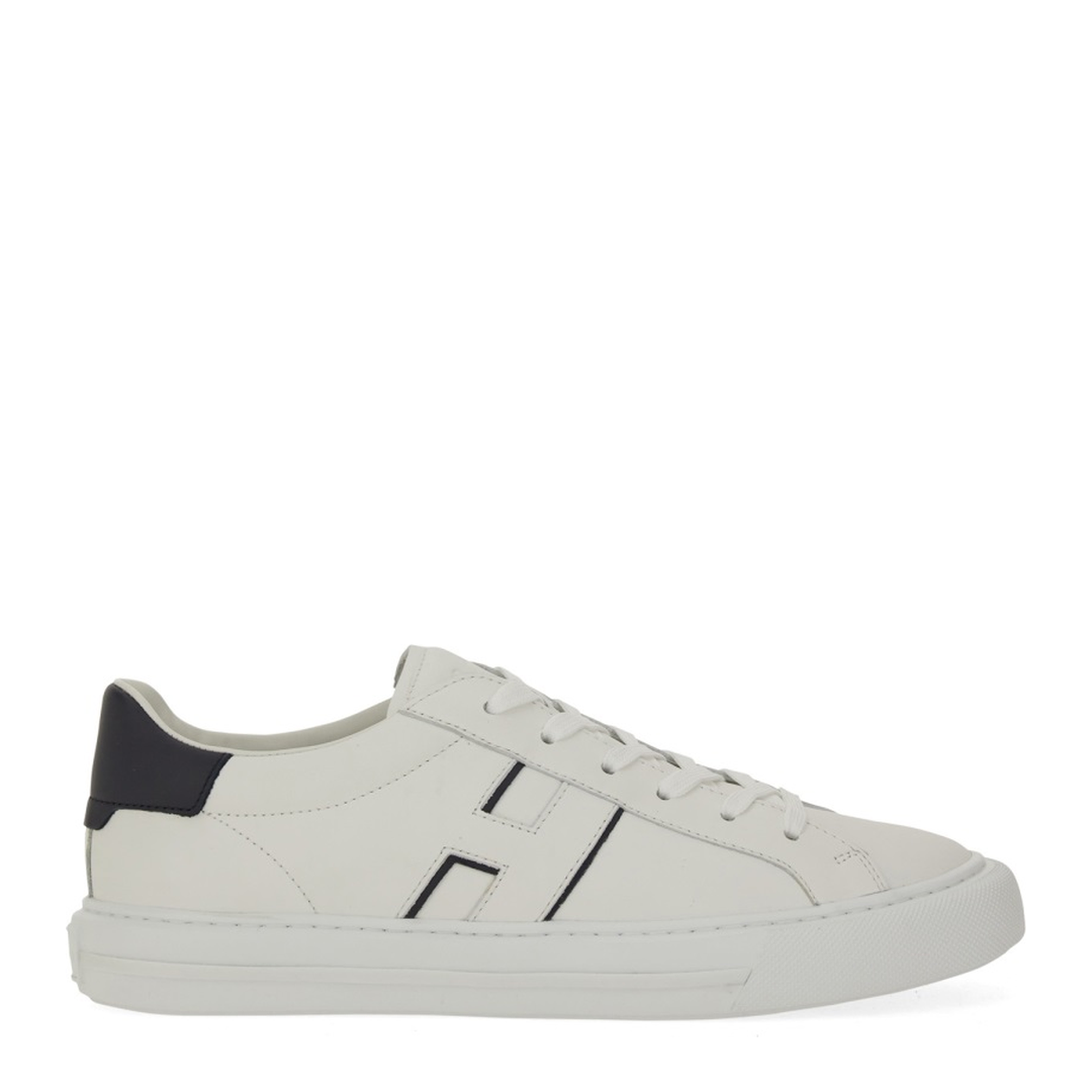 White Logo Design Flat Rubber Sole Lace-Up Closure