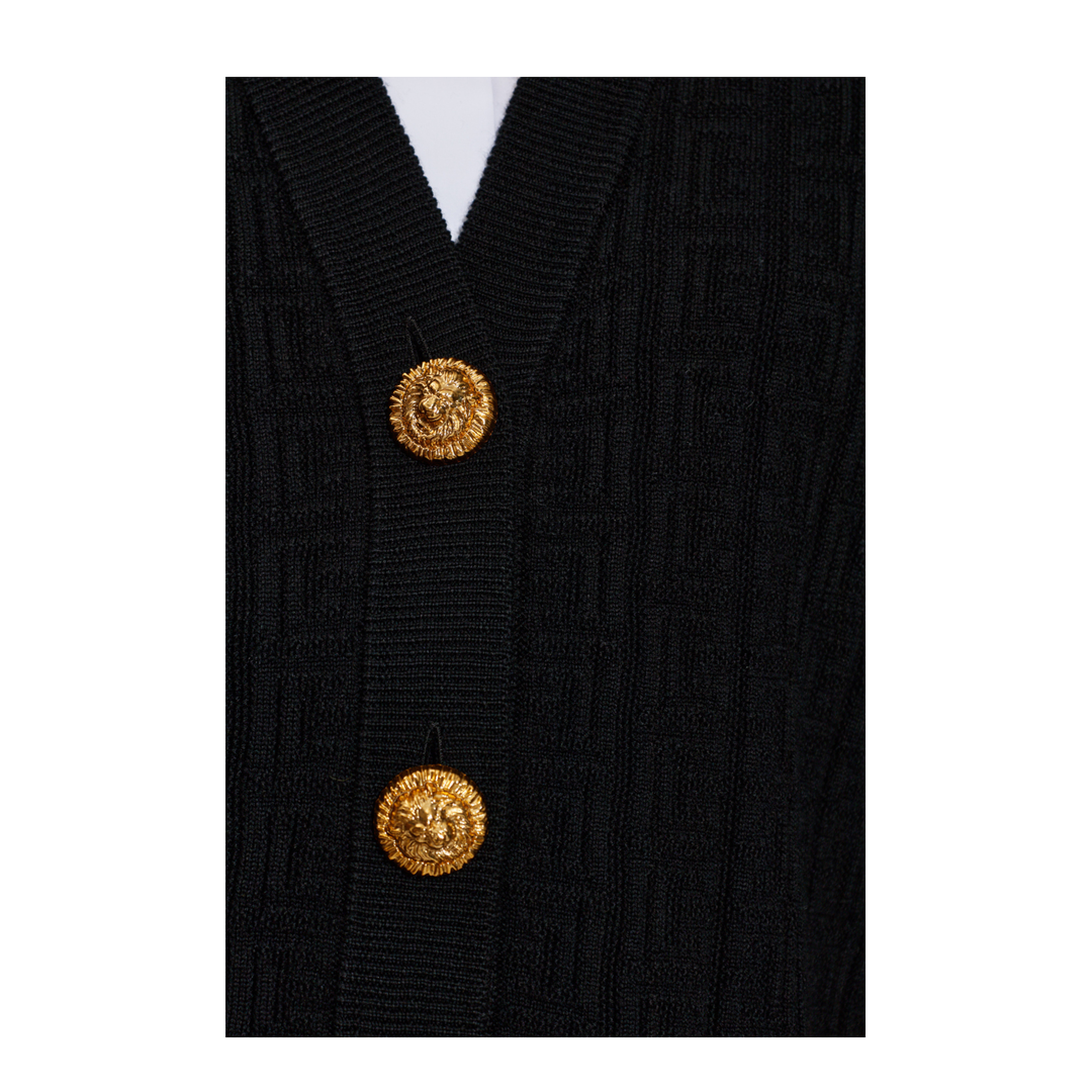 Ribbed Buttoned Cardigan Black