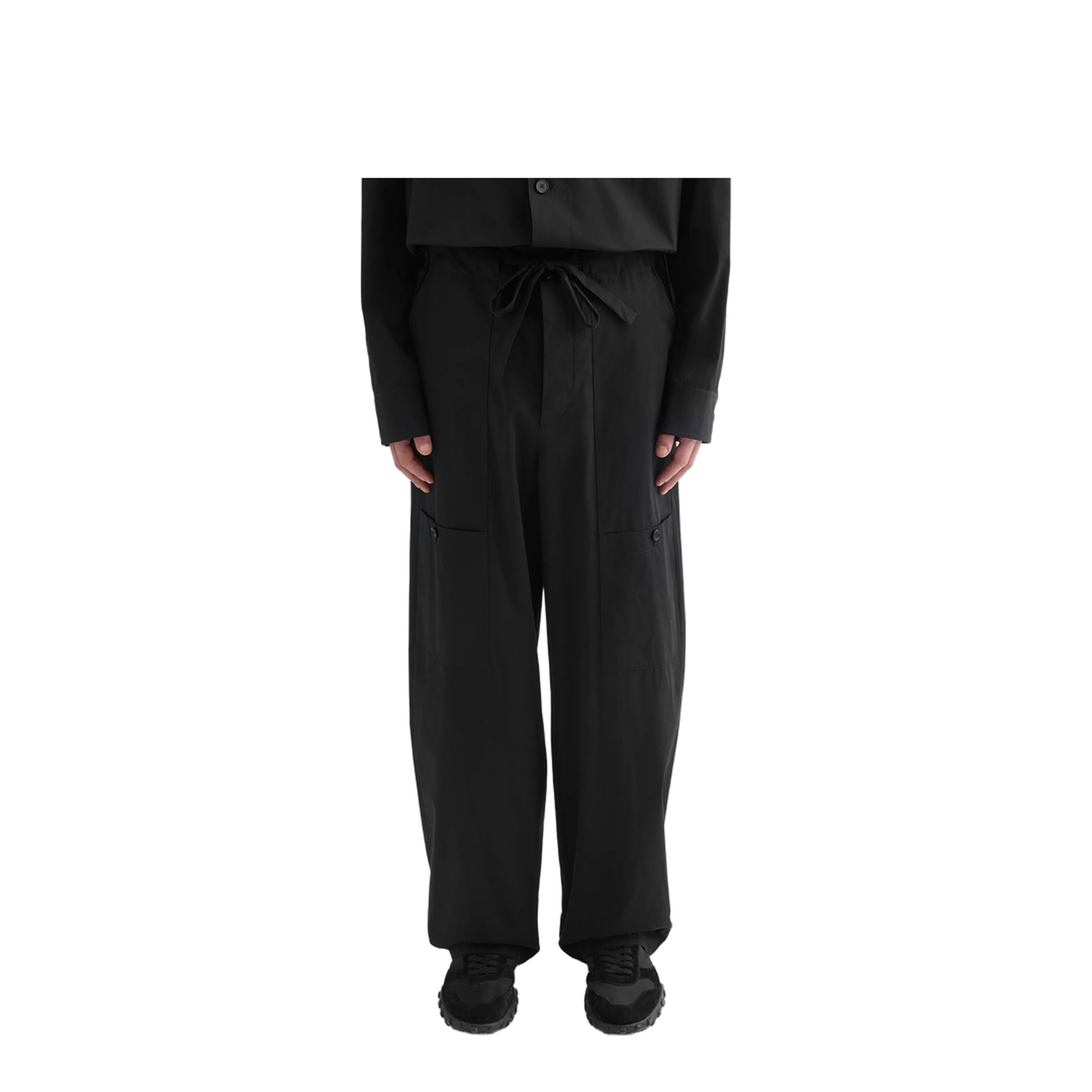 Cotton Poplin Cargo Pants Black
