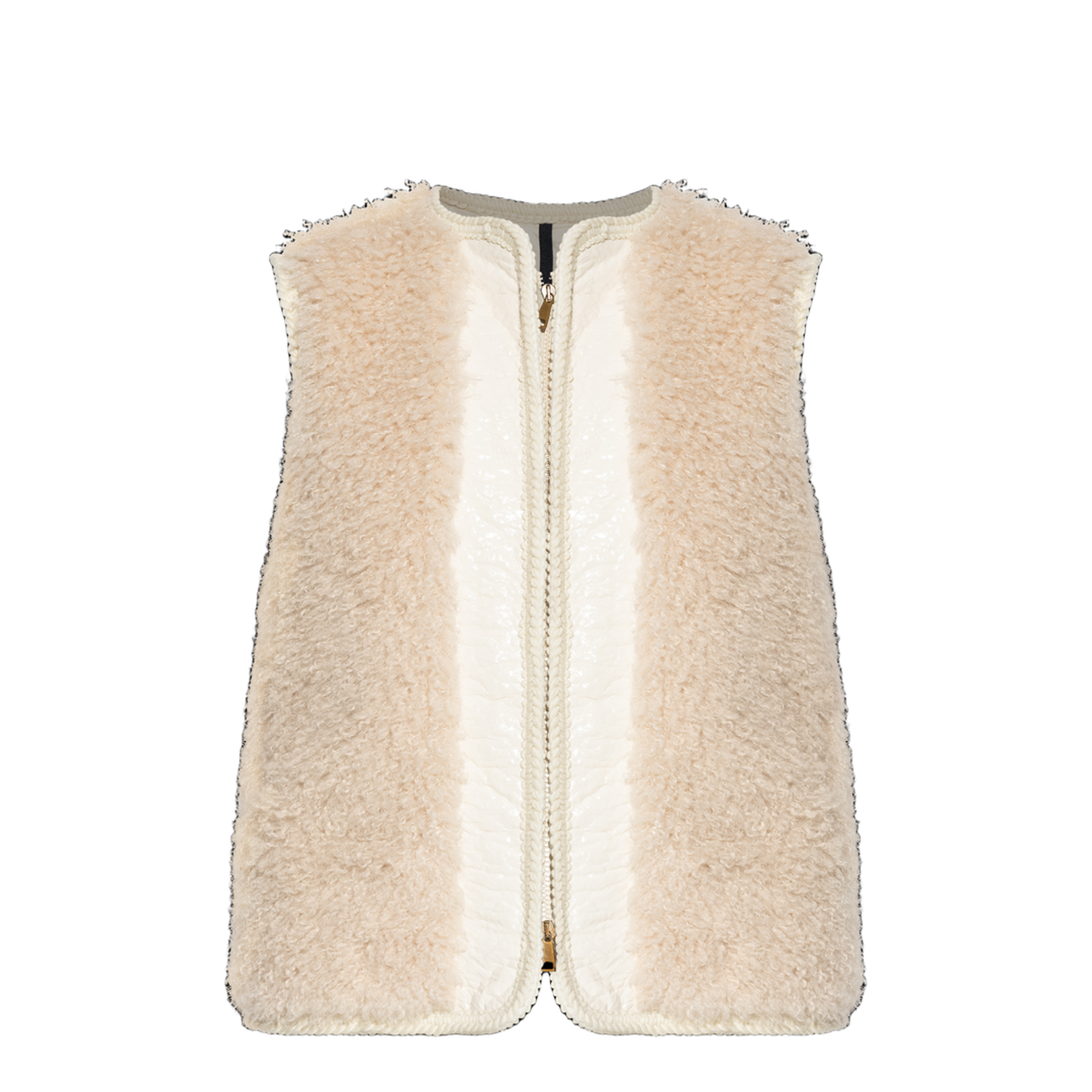 Light Beige Tournel Teddy Padded Gilet