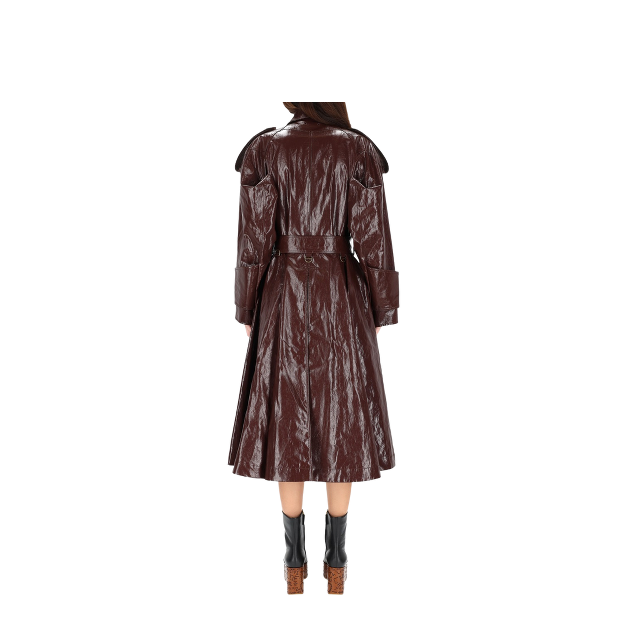 Dark Purple Leather Trench Coat