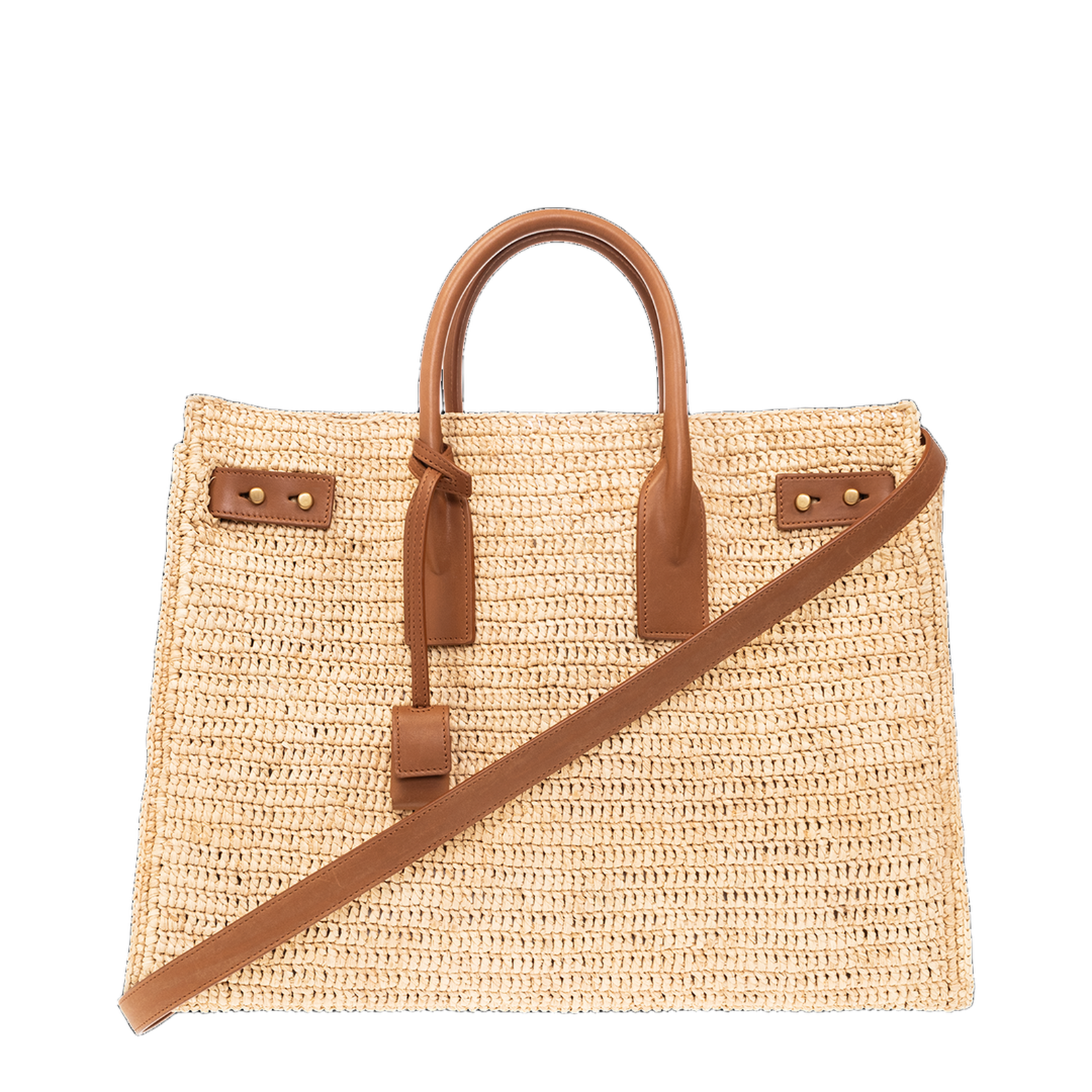 SAC DE JOUR SUPPLE IN RAFFIA AND LEATHER-MEDIUM