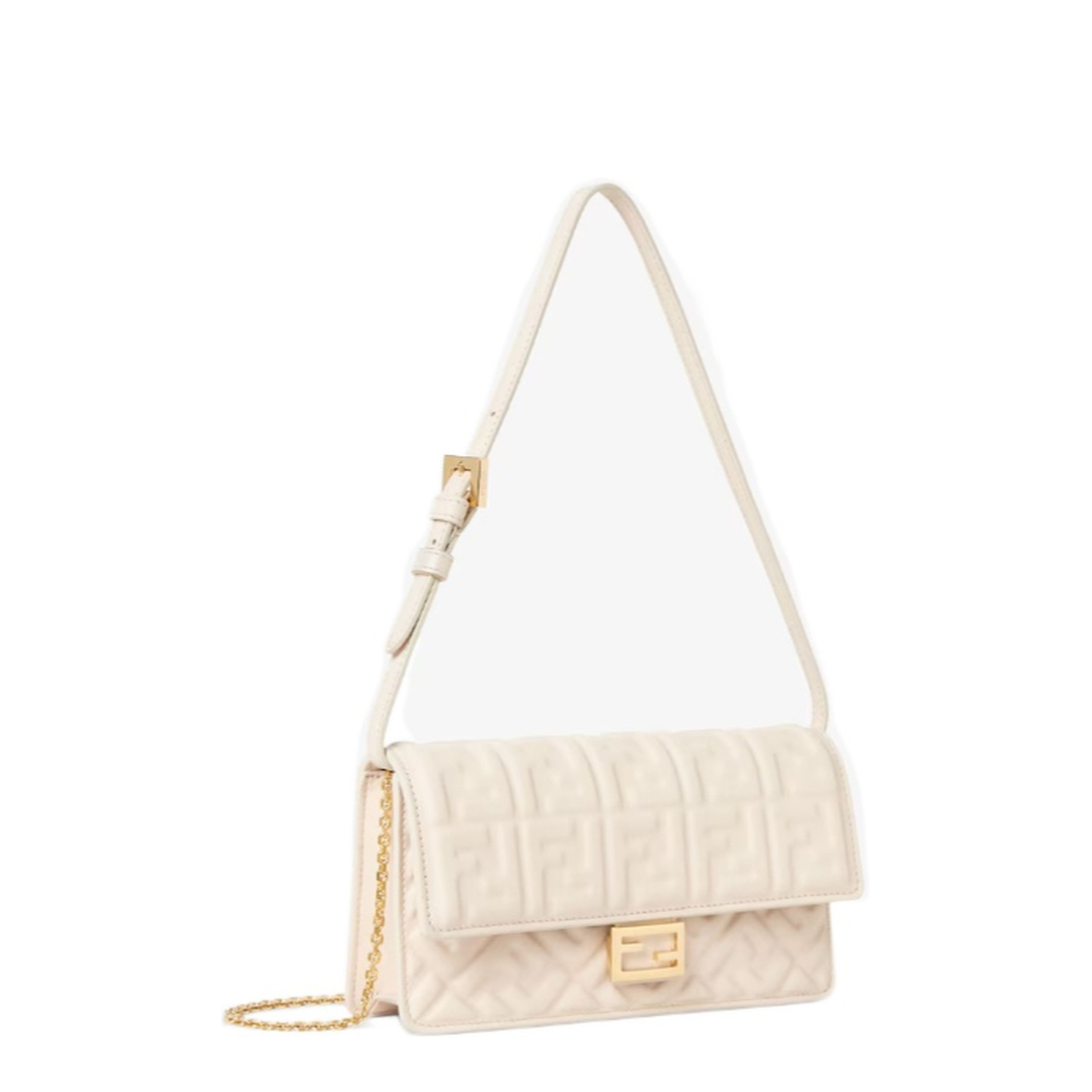 Wallet On Chain Baguette Leather White