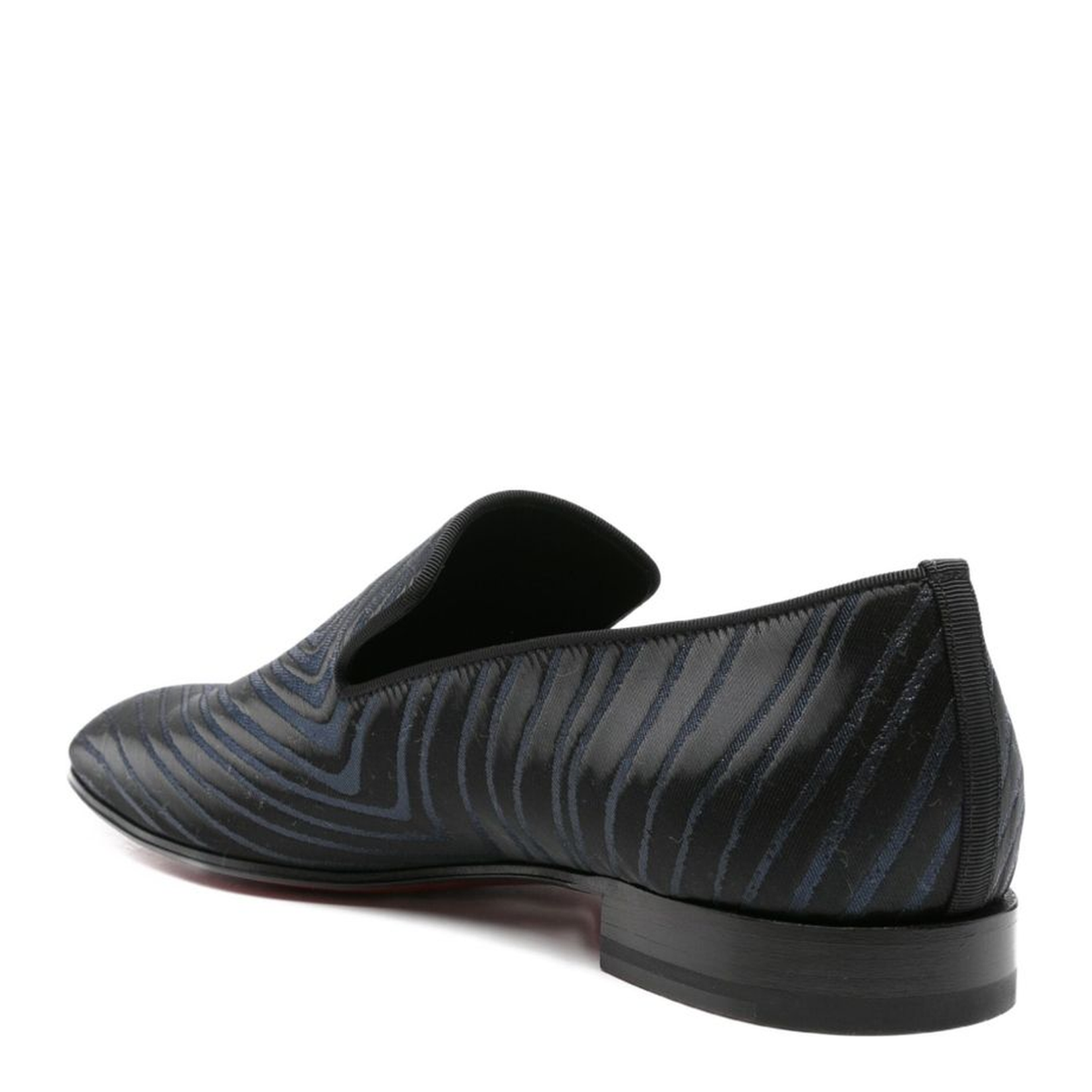Black Leather Geometric Pattern Slip-On Flat Sole