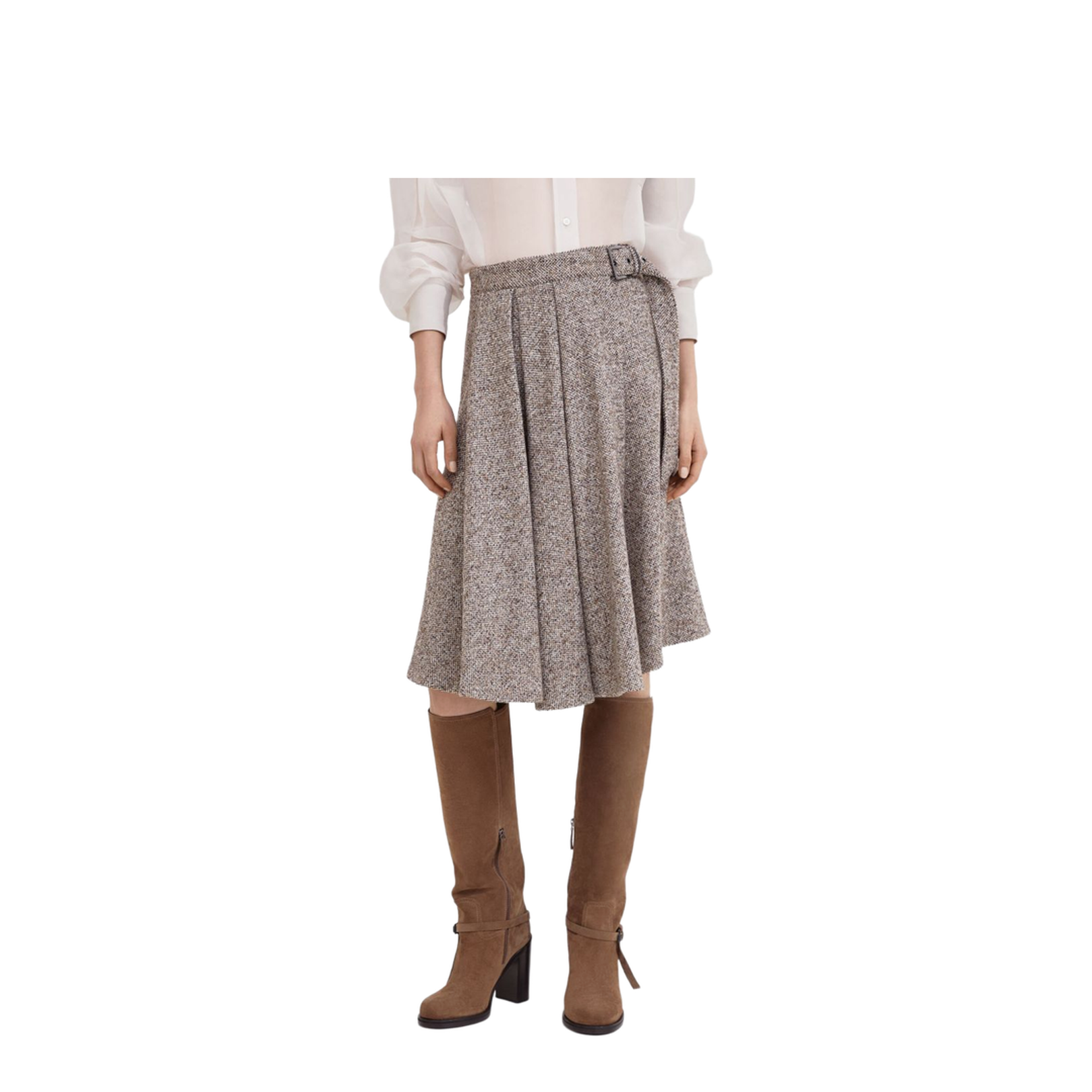 Virgin Wool and Silk Midi Skirt