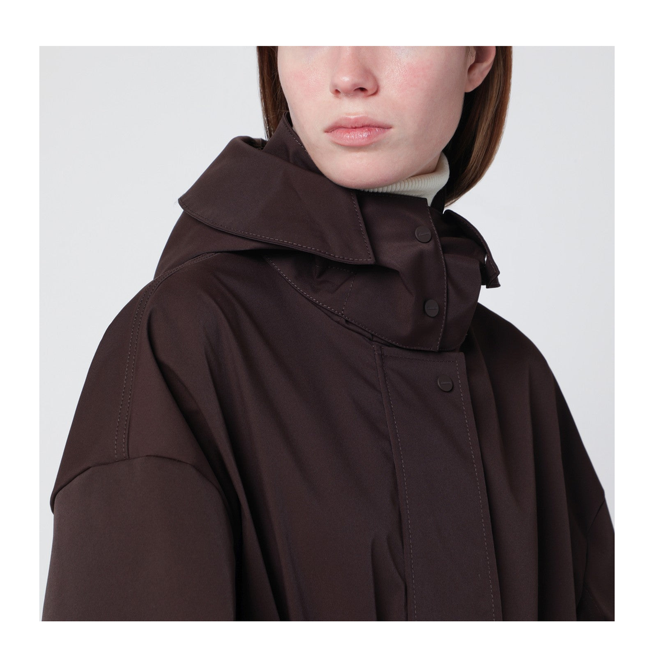 Short Laminar Coffee-Colored Parka