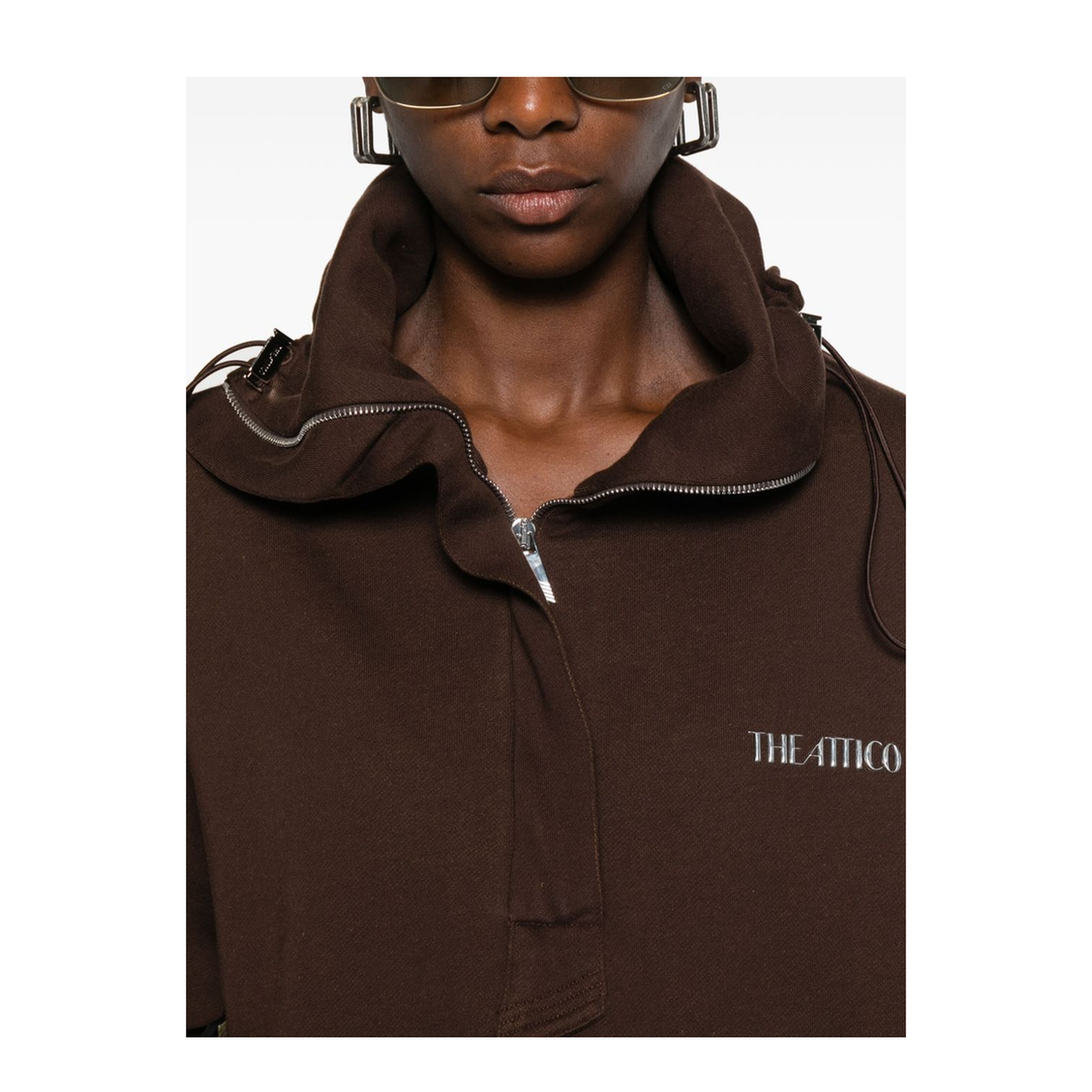 Brown Cotton Anorak Sweatshirt