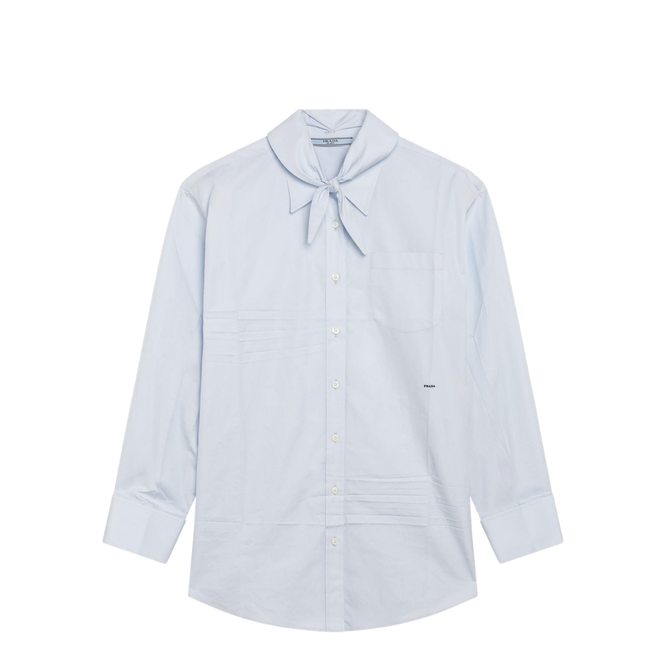 MAYFEYR - Prada - Light Blue Cotton Shirt With Scarf - P470JROOO1XV2F0M10