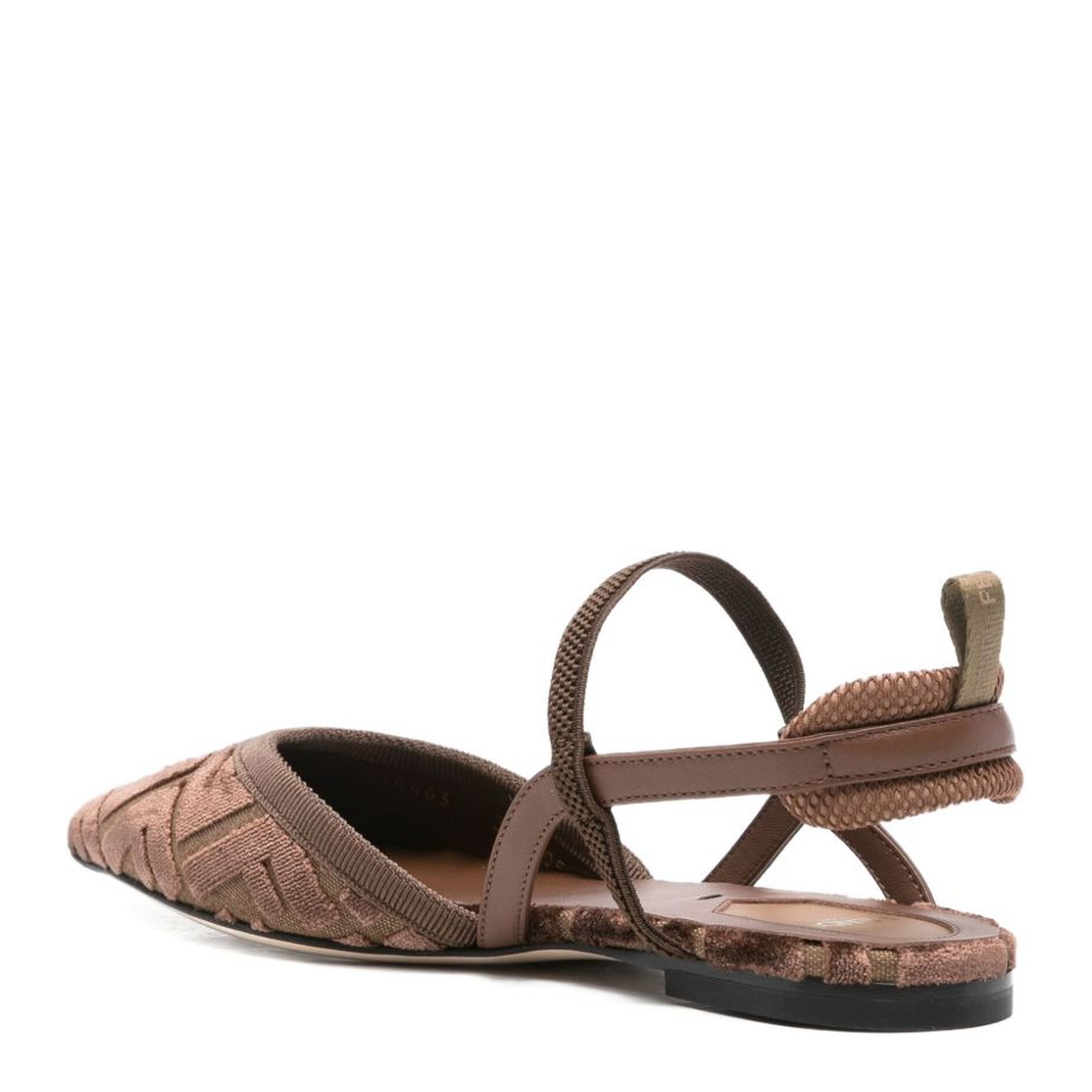 Brown Pointed Toe FF Pattern Elasticated Strap
