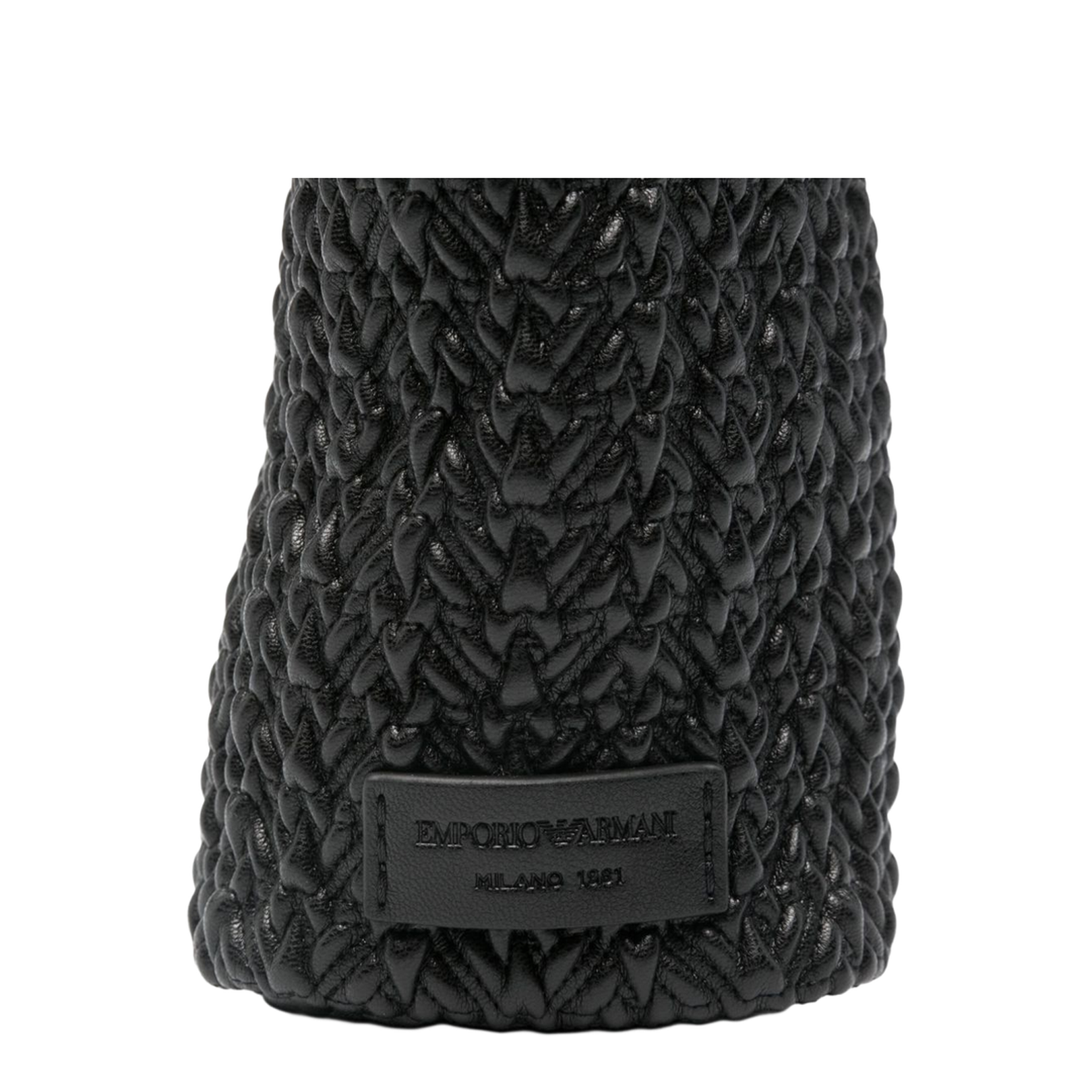 Small Embossed Leather Hobo Bag Black