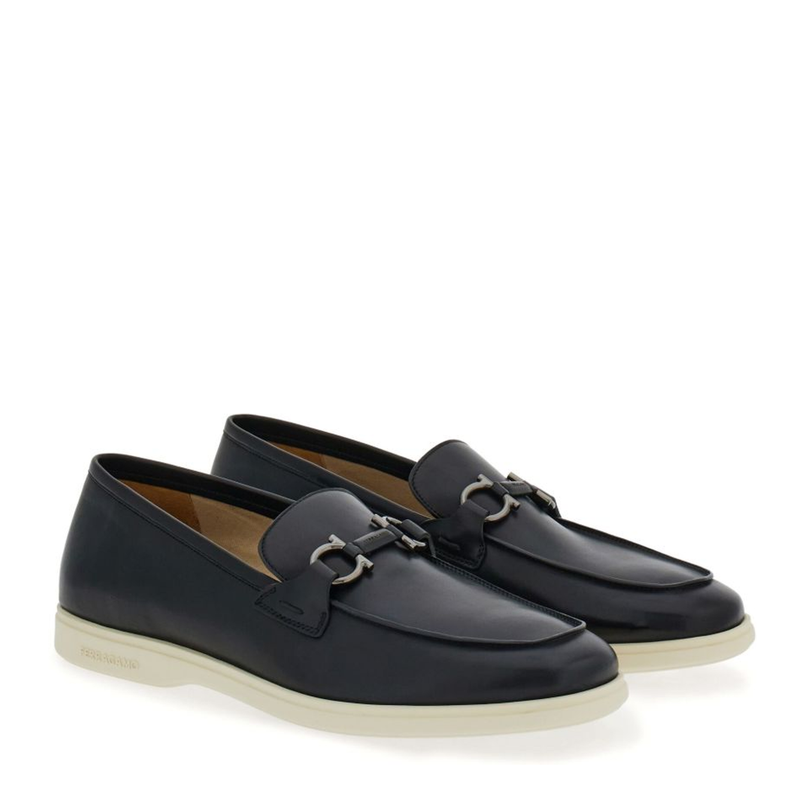 Gancini Leather Loafers - Black