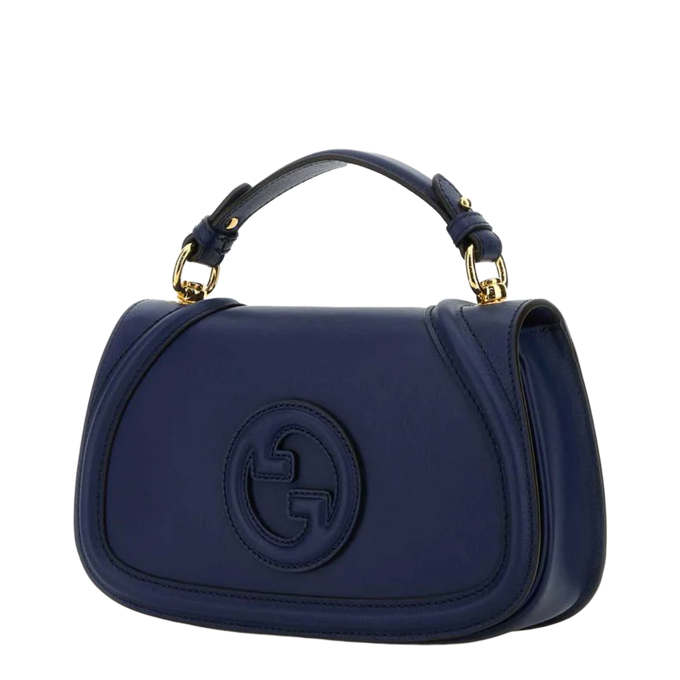 Blondie Medium Top Handle Bag in Blue Leather