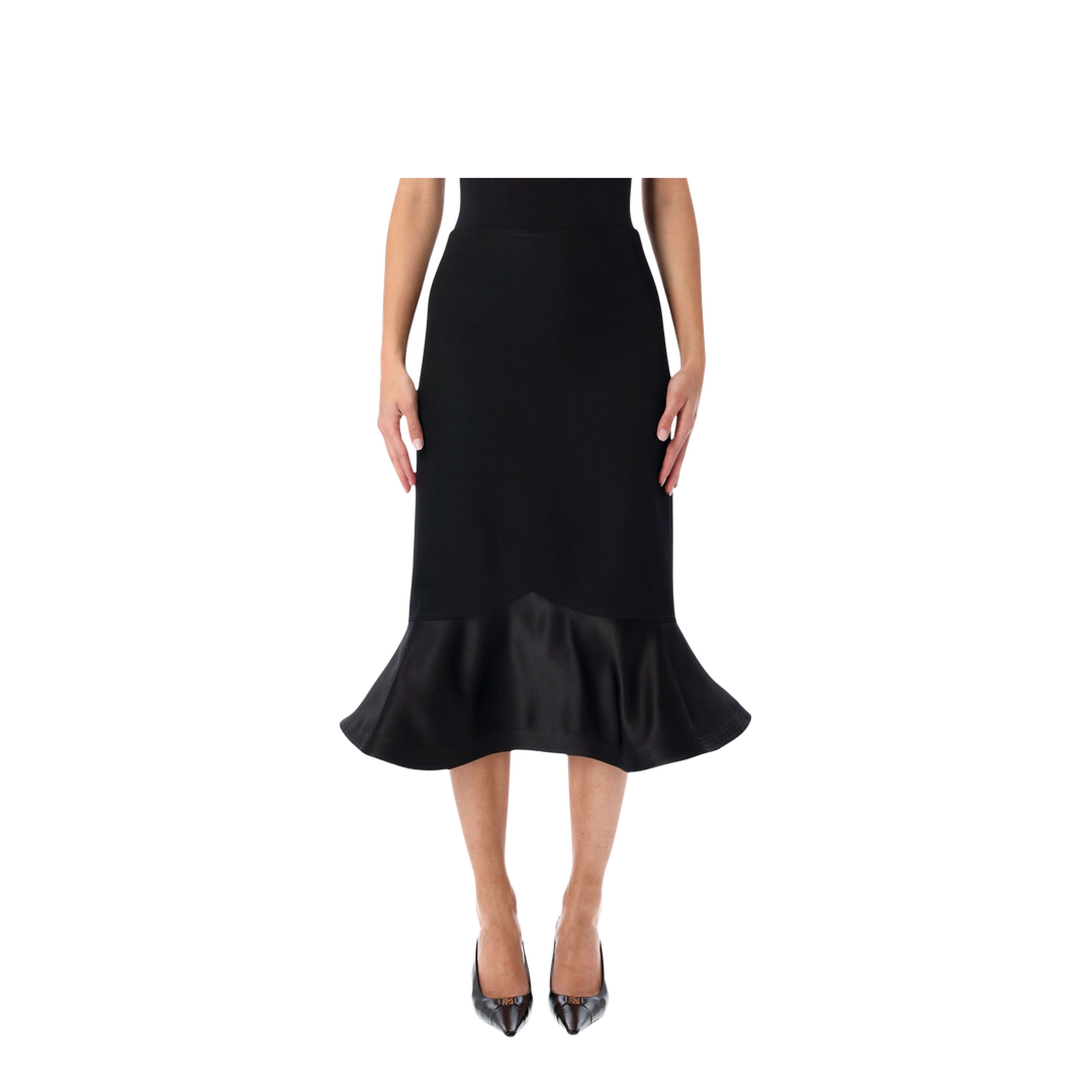 Black Grain de Poudre Wool Skirt