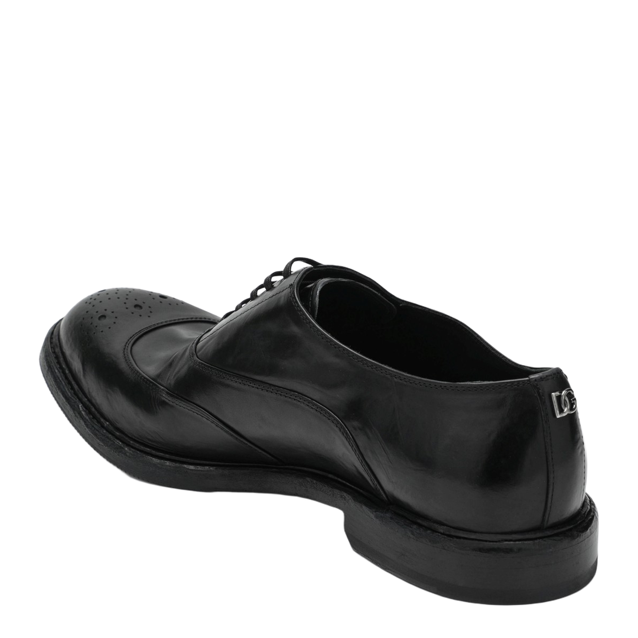 Washed Black Calfskin Lace-Up Shoe