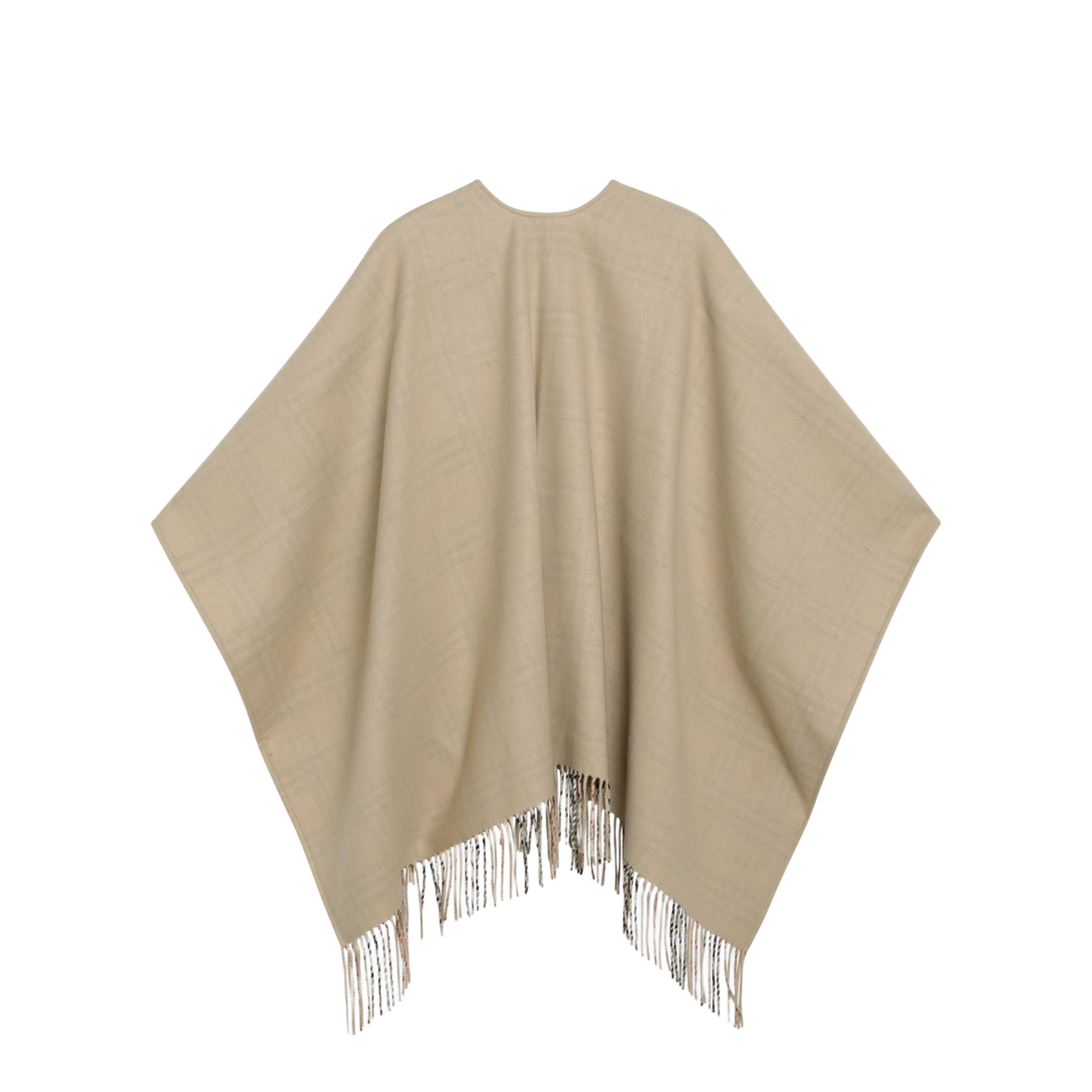 MAYFEYR - Burberry - Reversible Wool Check Cape With Fringes In Sand Beige - 8122805174346C1309