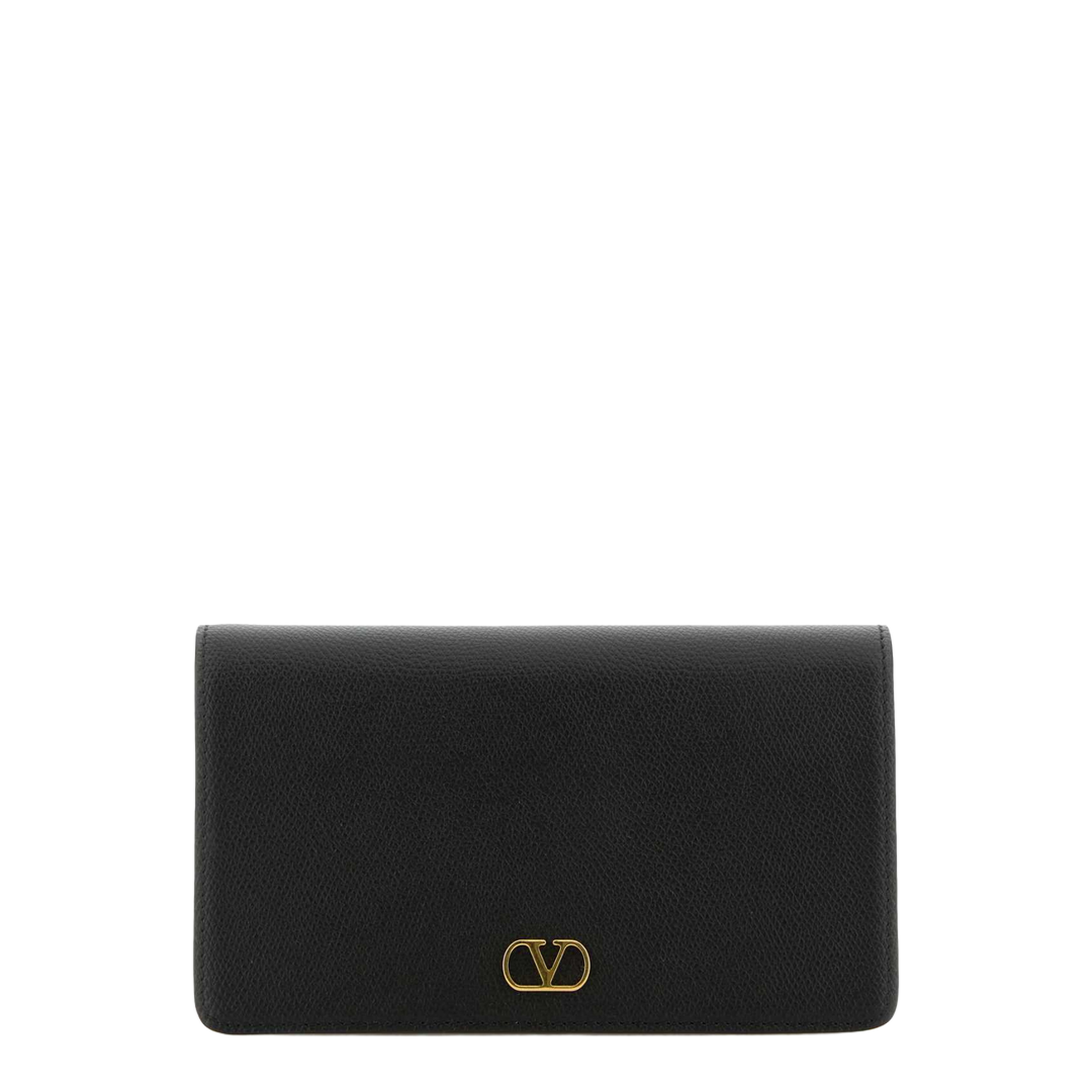 Black Leather VLogo Signature Clutch