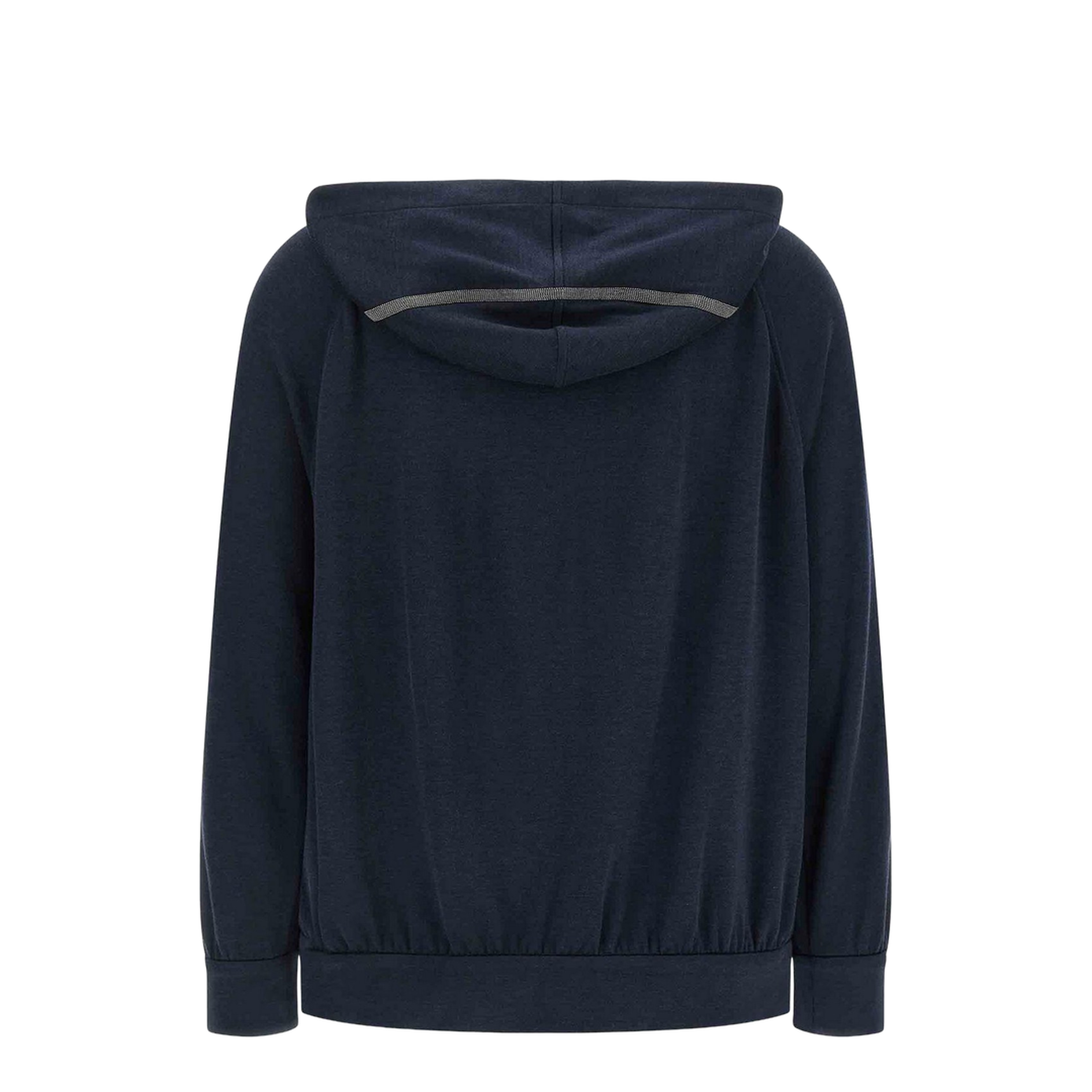 Cotton Blend Zip Hoodie Blue