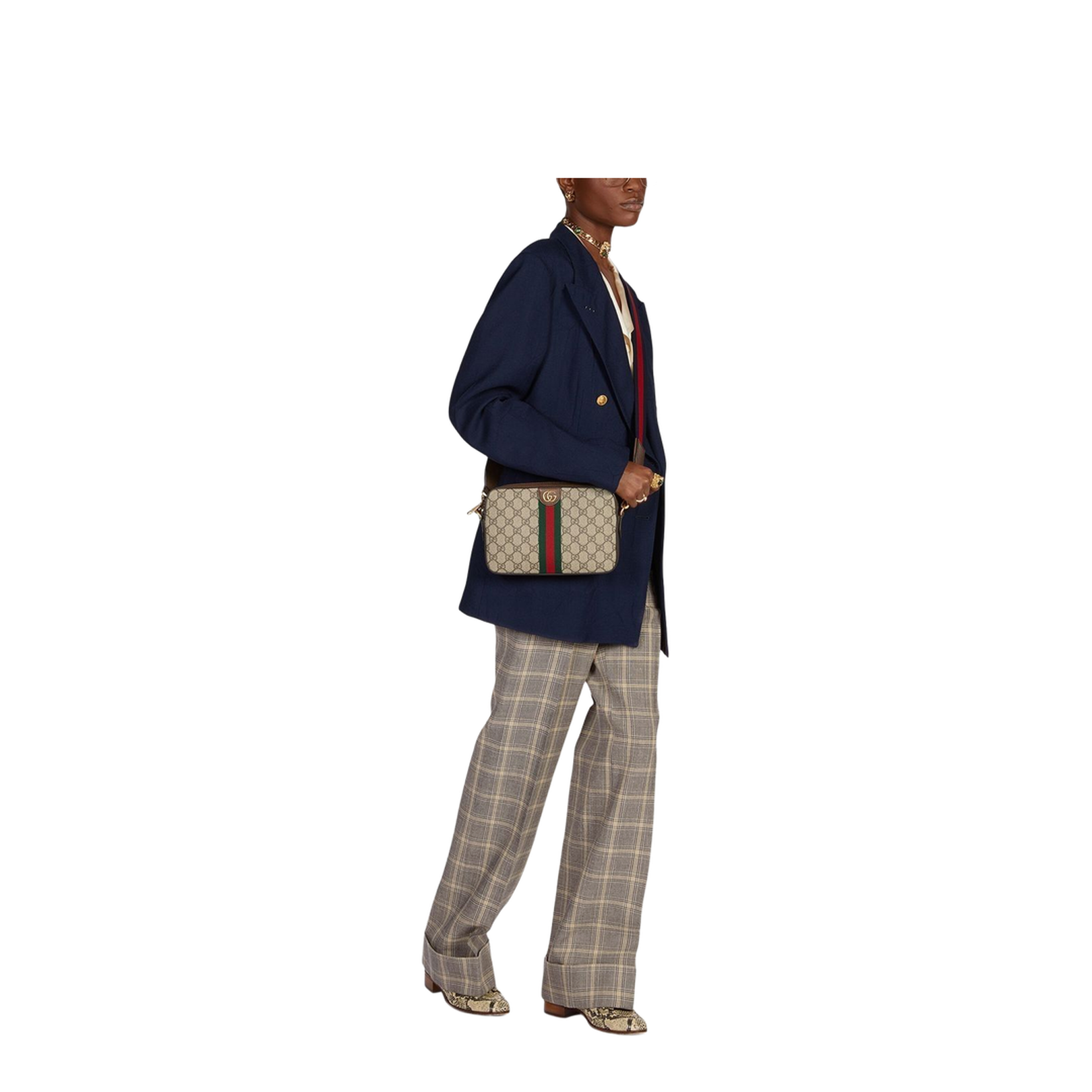 Ophidia Small Canvas Crossbody Bag - Beige