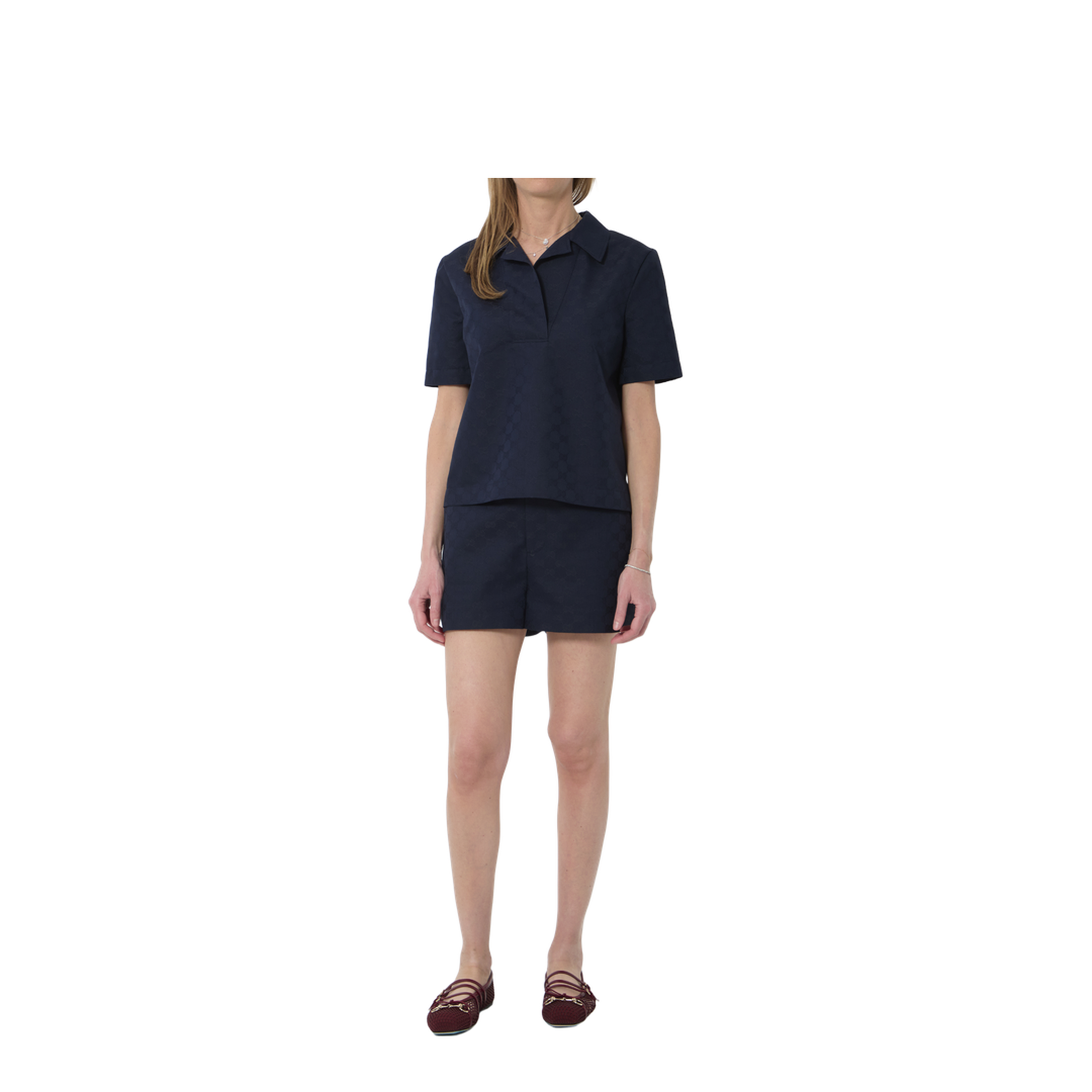 Blue Gg Cotton Gabardine Shorts