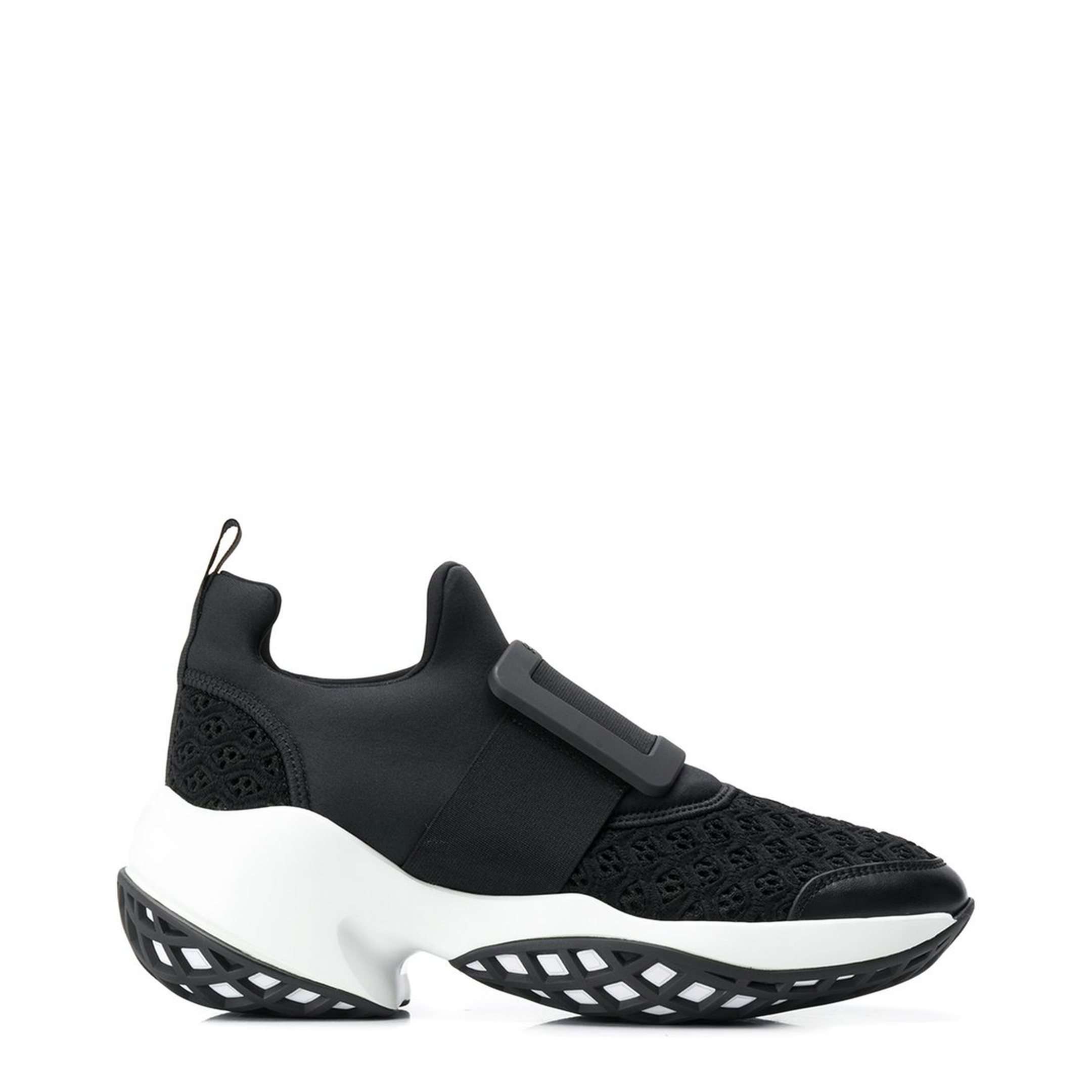 Black Leather Panel Slip-On Sneakers