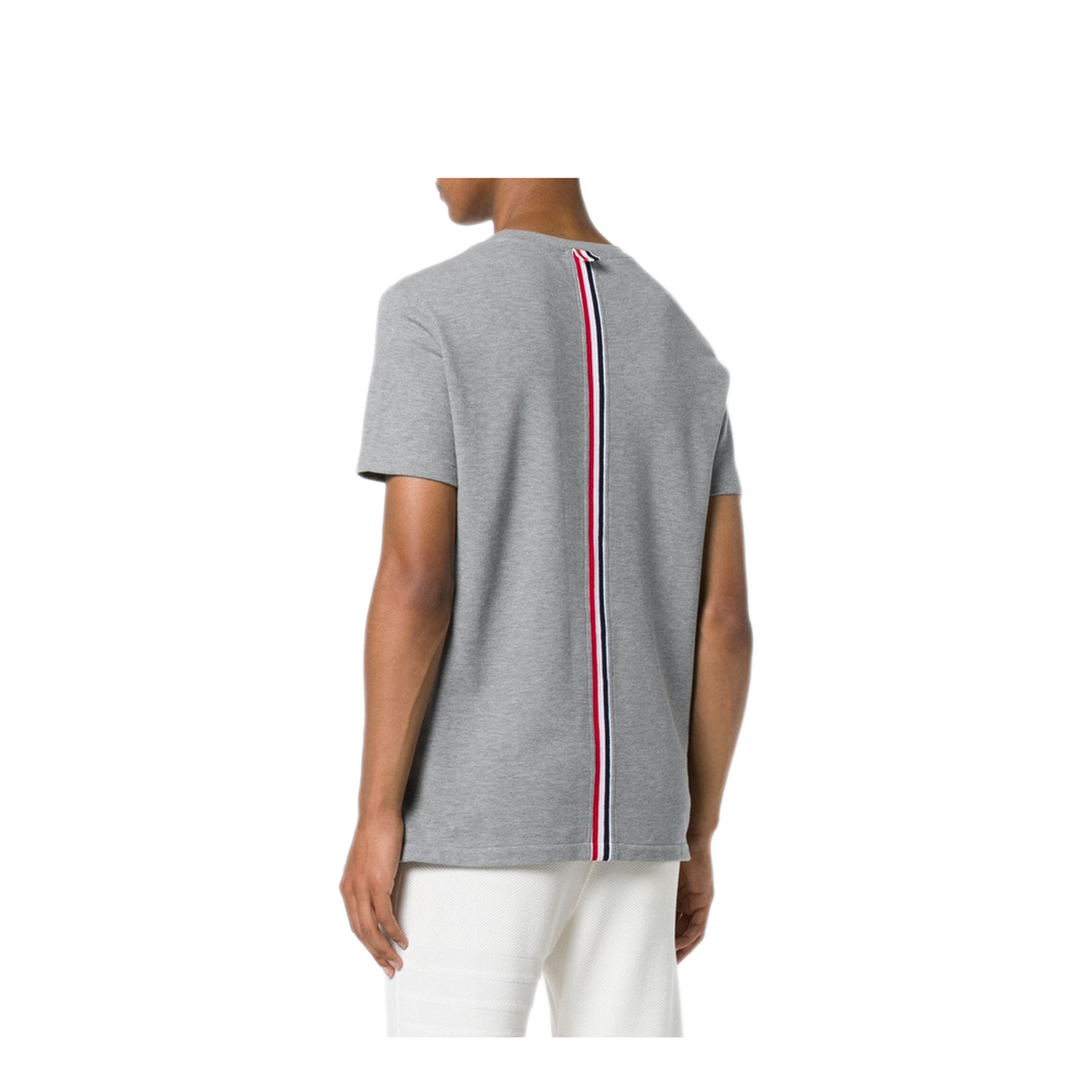 MAYFEYR - Thom Browne - Relaxed Fit Ss Tee With Center-Back Rwb Stripe In Classic Pique - MJS056A00050055