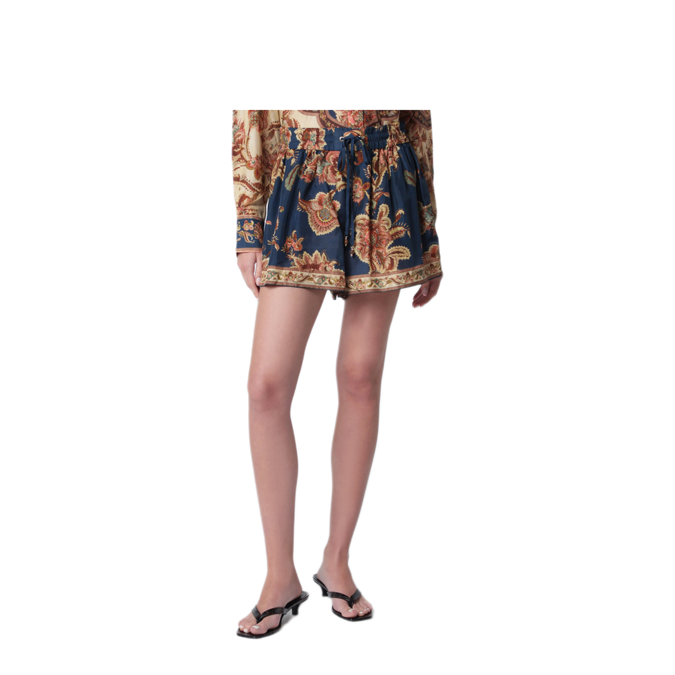 MAYFEYR - Zimmermann - Aster Relaxed-Fit Silk Shorts In Navy Jacobean - 3497ASS261SINJ
