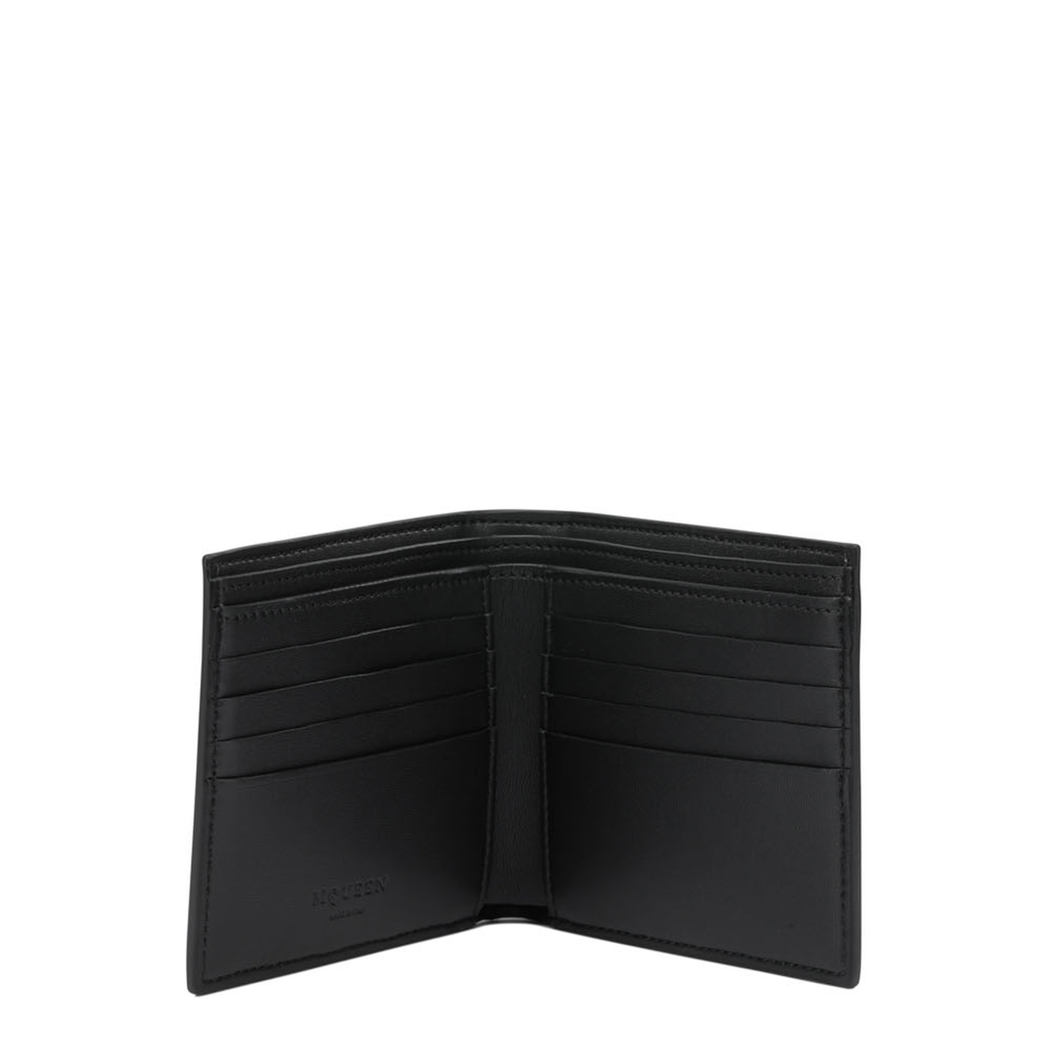 Alexander McQueen McQueen Bifold Wallet With Logo In Black Calfskin