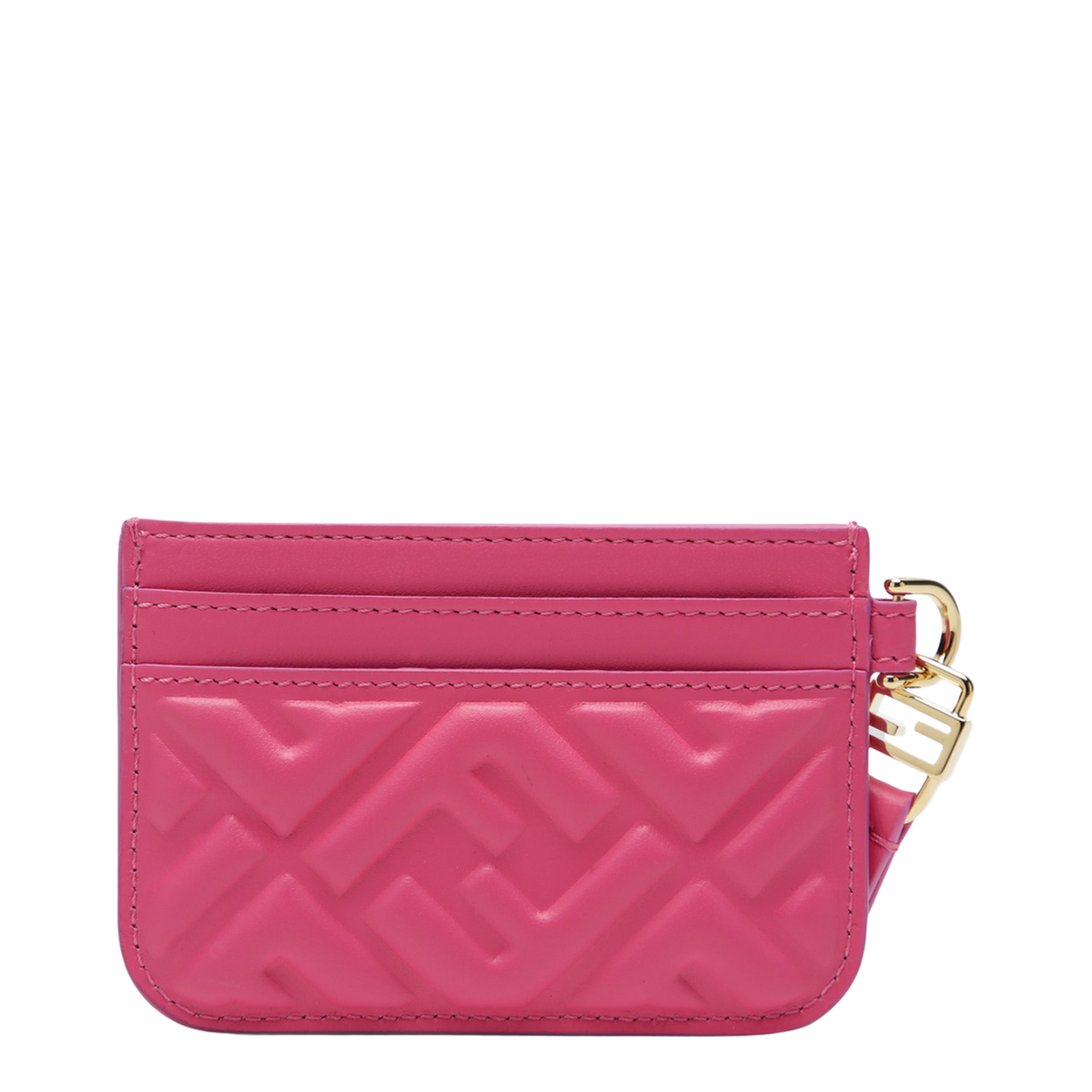 Fuchsia Nappa Leather Baguette Card Case with FF Motif