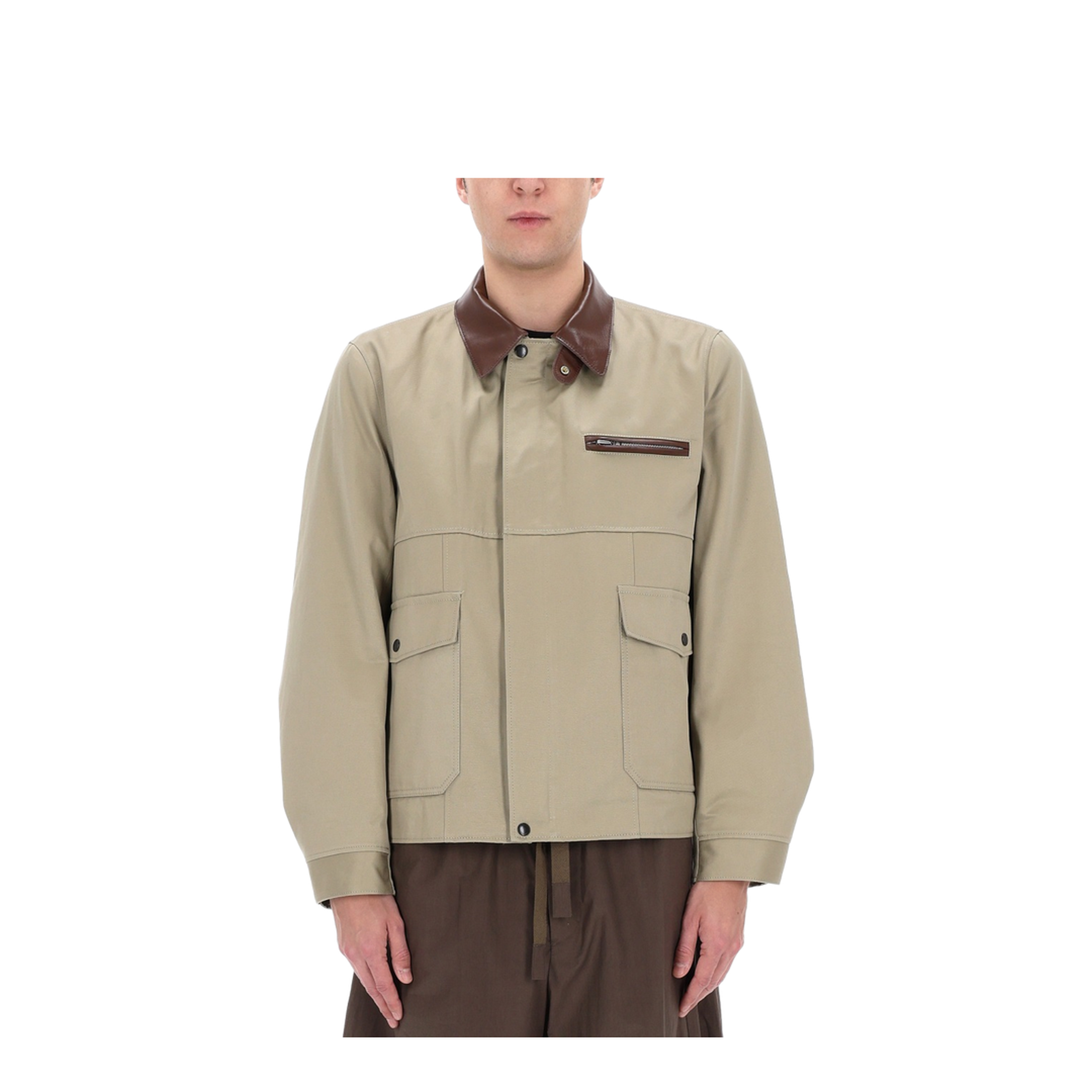 Jacket with Leather Collar