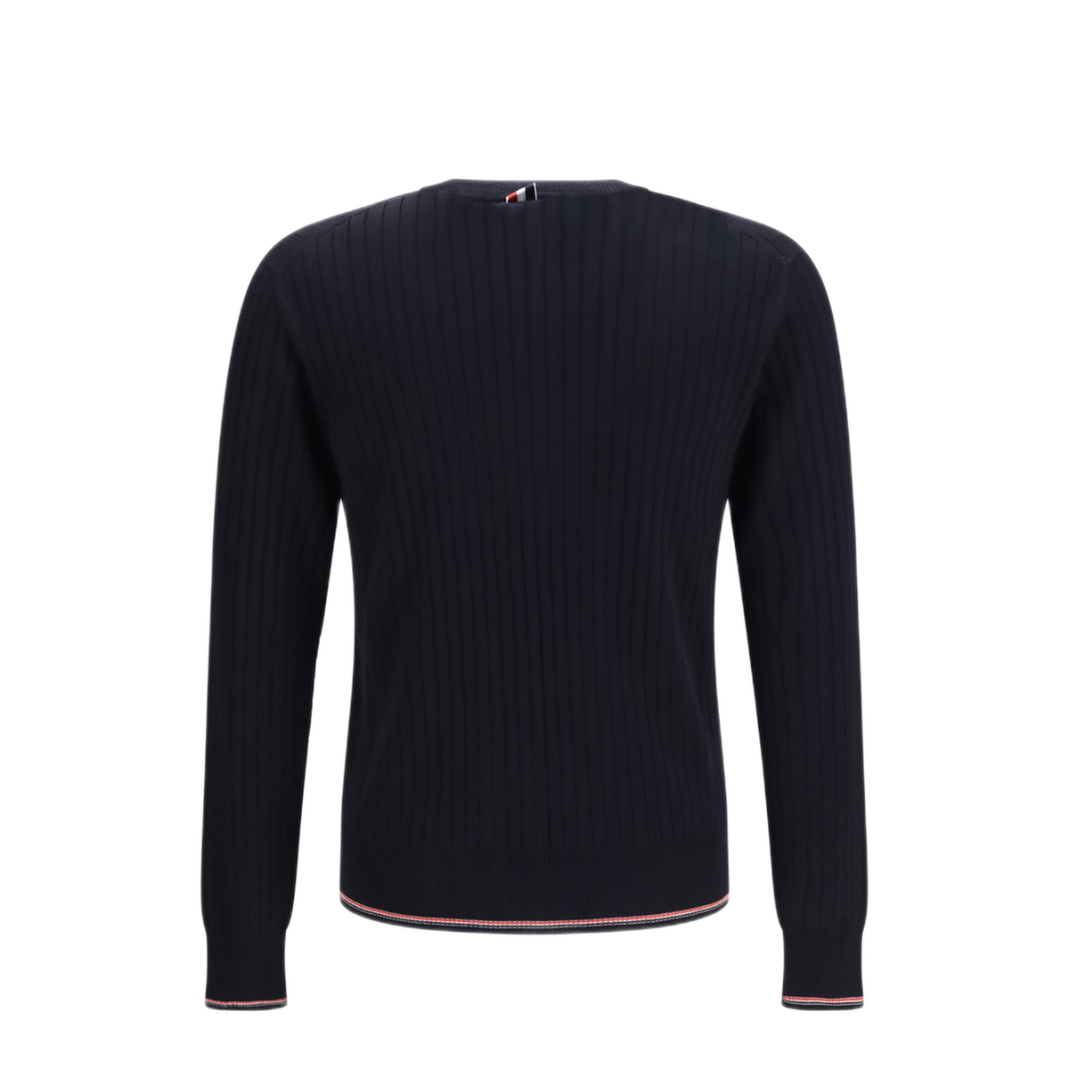 MAYFEYR - Thom Browne - Crewneck Cotton Knit Sweater With 4 Bar Detail - MKA585AY1055415