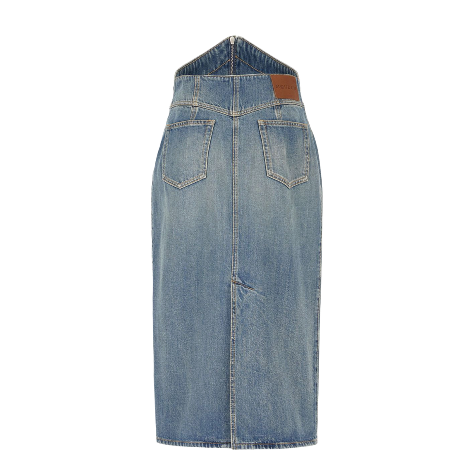 Denim Long Skirt in Clear Blue