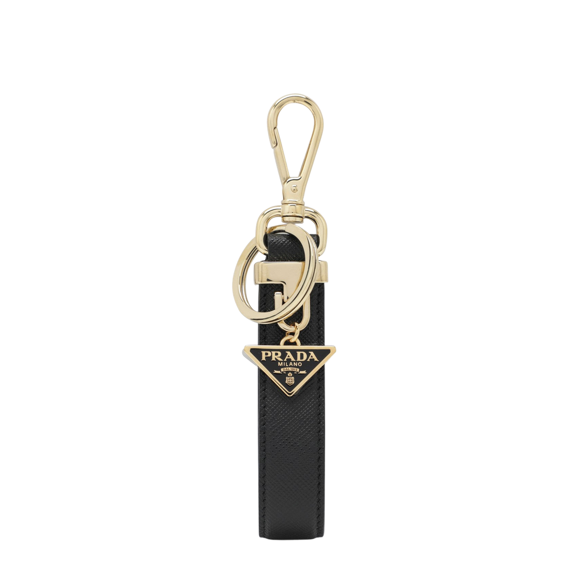 MAYFEYR - Prada - Black Saffiano Leather Keyring With Triangle Logo - 1PP185053F0002