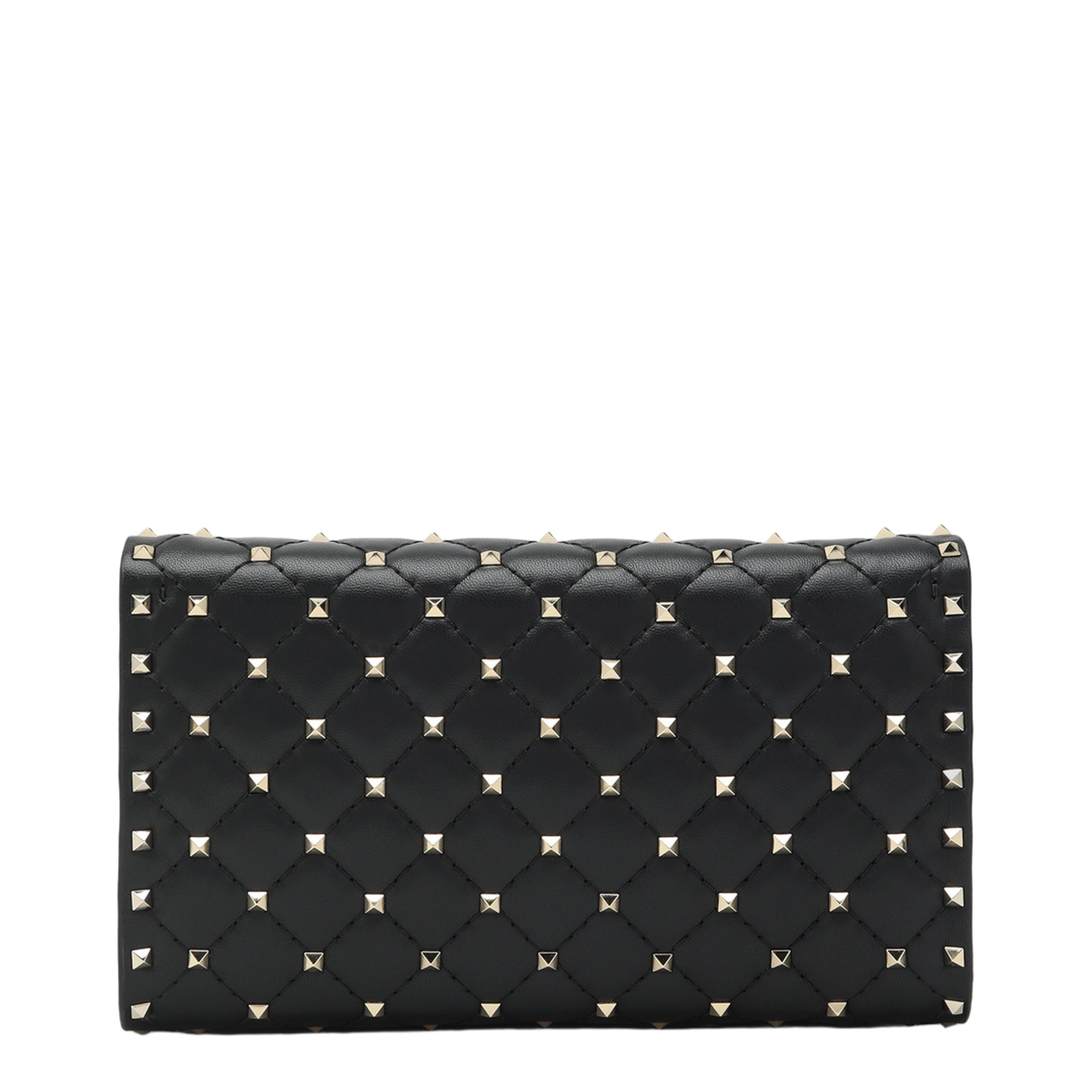 Rockstud Spike Nappa Leather Crossbody Clutch - Nero