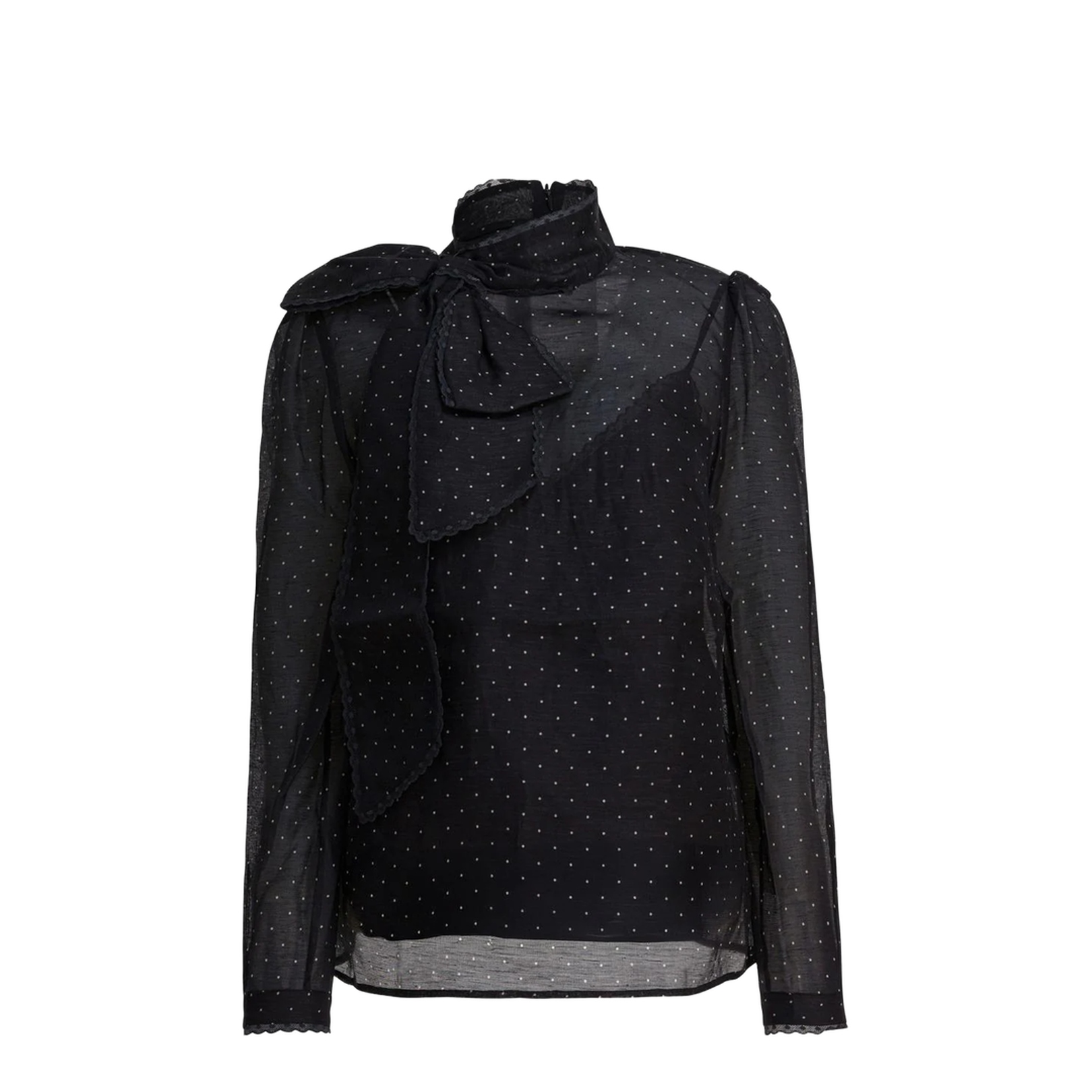 Silk and Linen Lavallière Dream Blouse Black