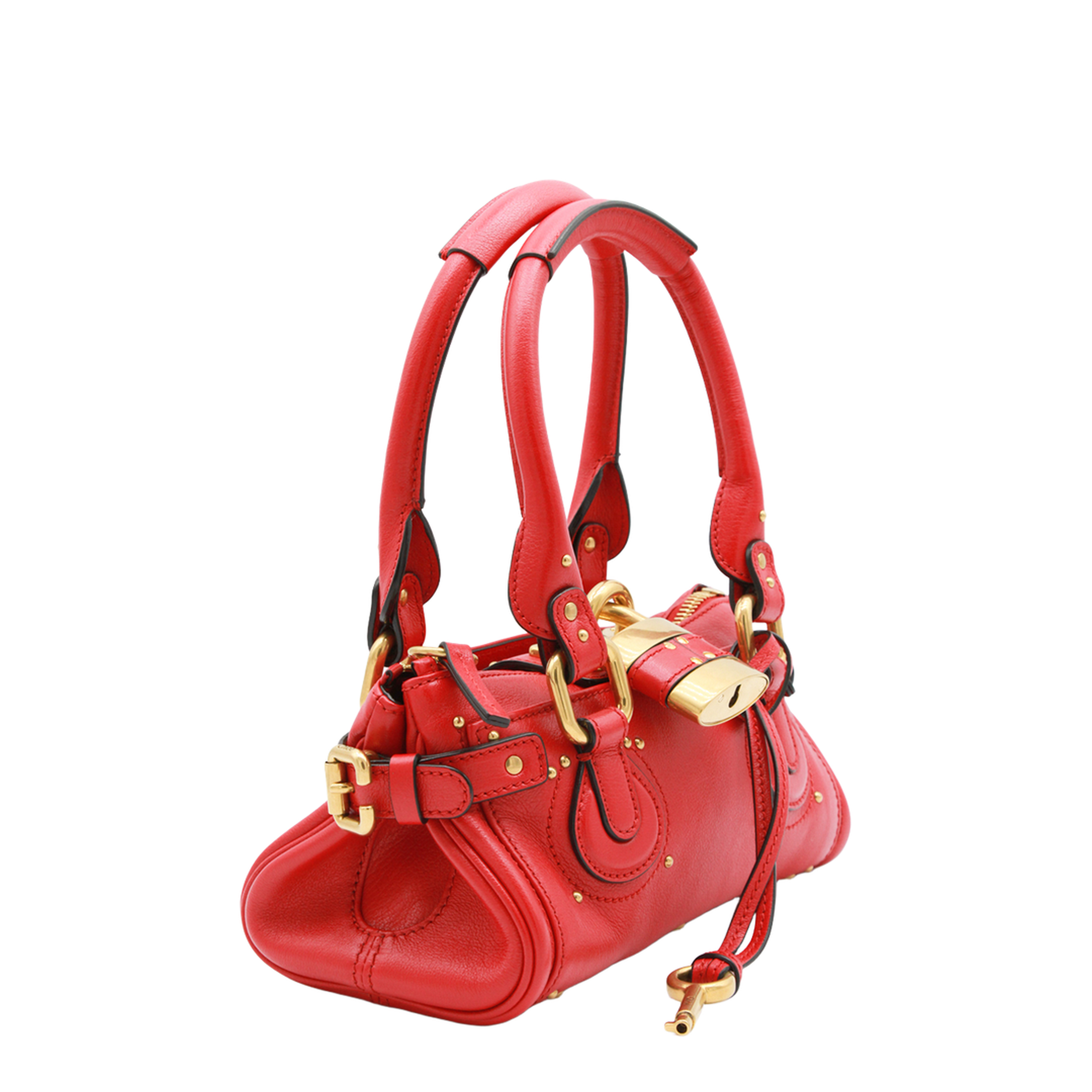 Paddington Small Grained Buffalo Leather Shoulder Bag - Tulip Red