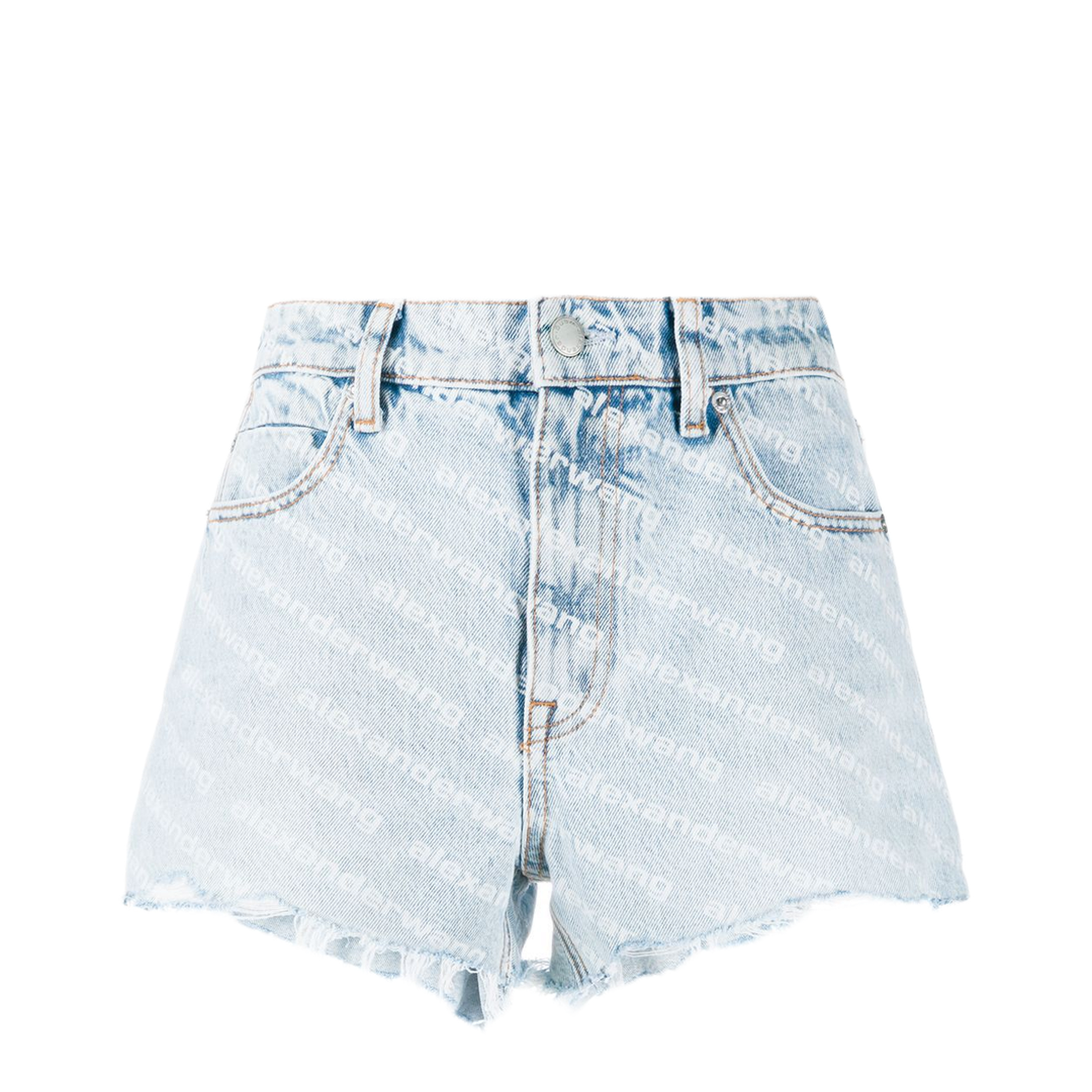 MAYFEYR - Alexander Wang - All-Over Logo Printed Denim Shorts - 4DC2204781270