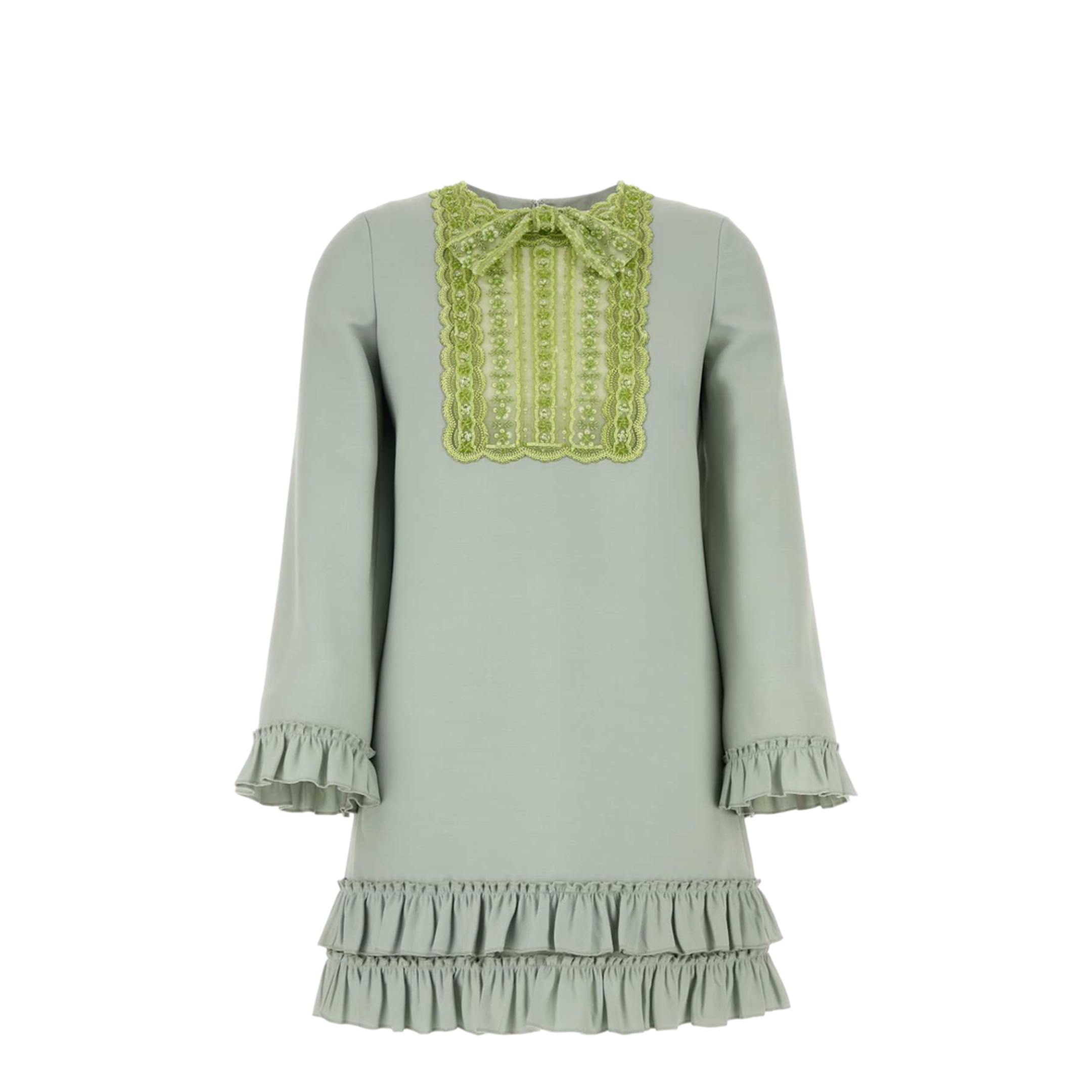 Mint Green Wool Blend Mini Dress