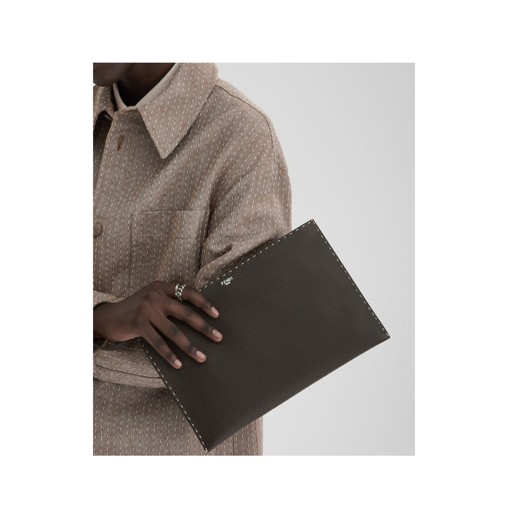 Selleria Medium Leather Clutch - Brown