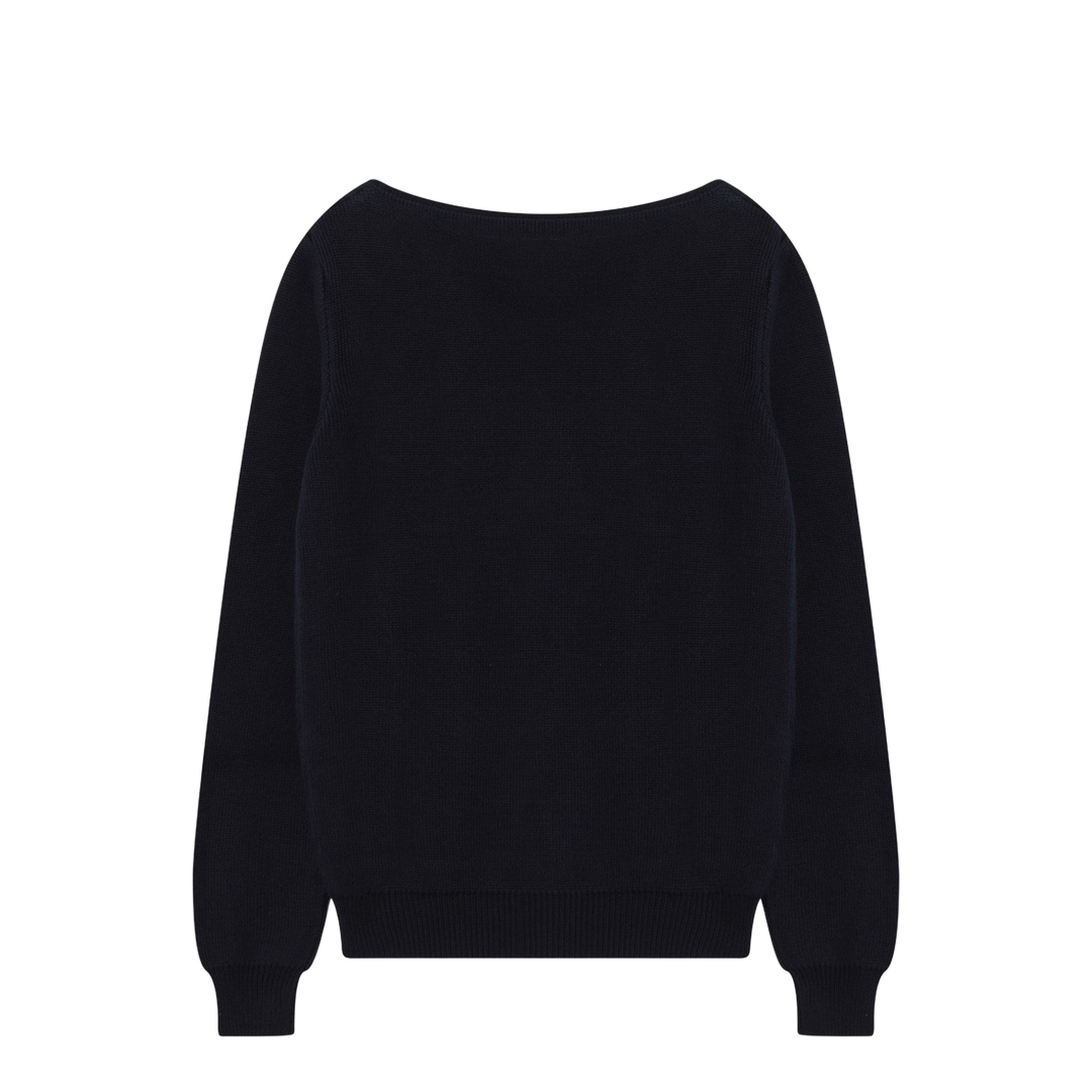 Blue Cotton Sweater with Geometric Details