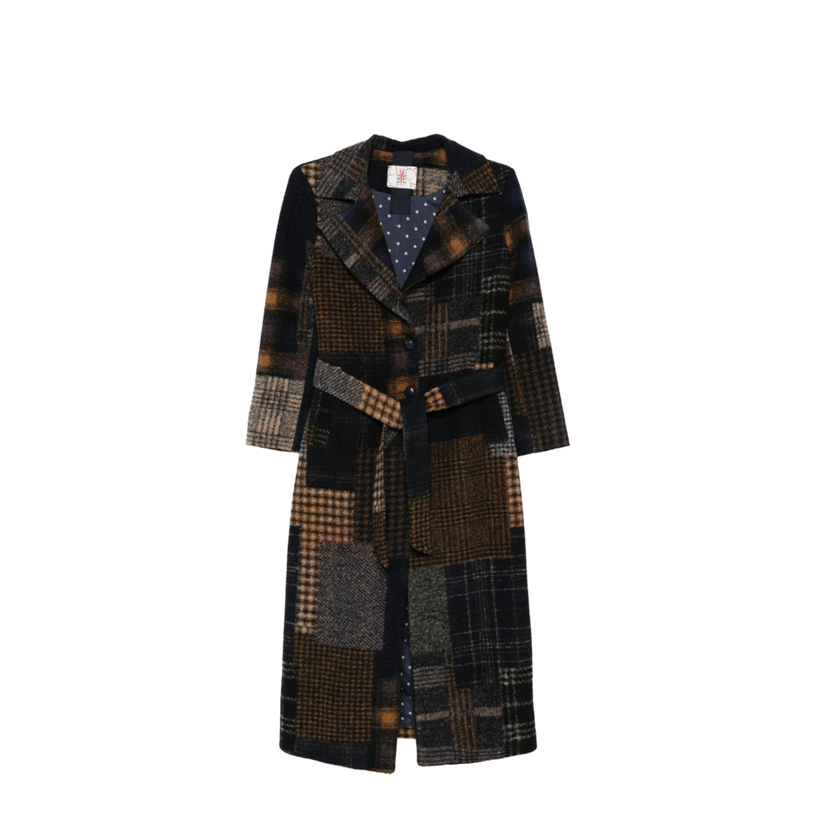 Patchwork Design Wool Coat