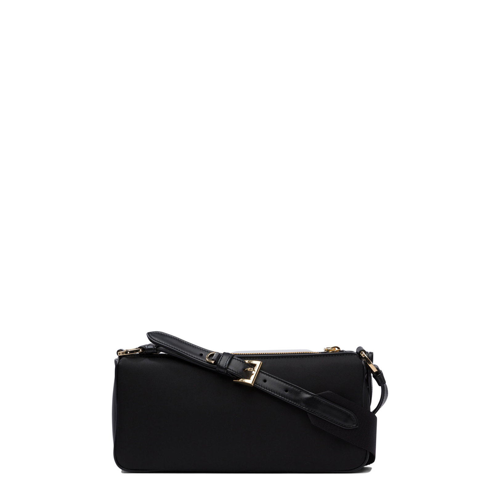 Small Re-Nylon and Leather Shoulder Bag with Lock