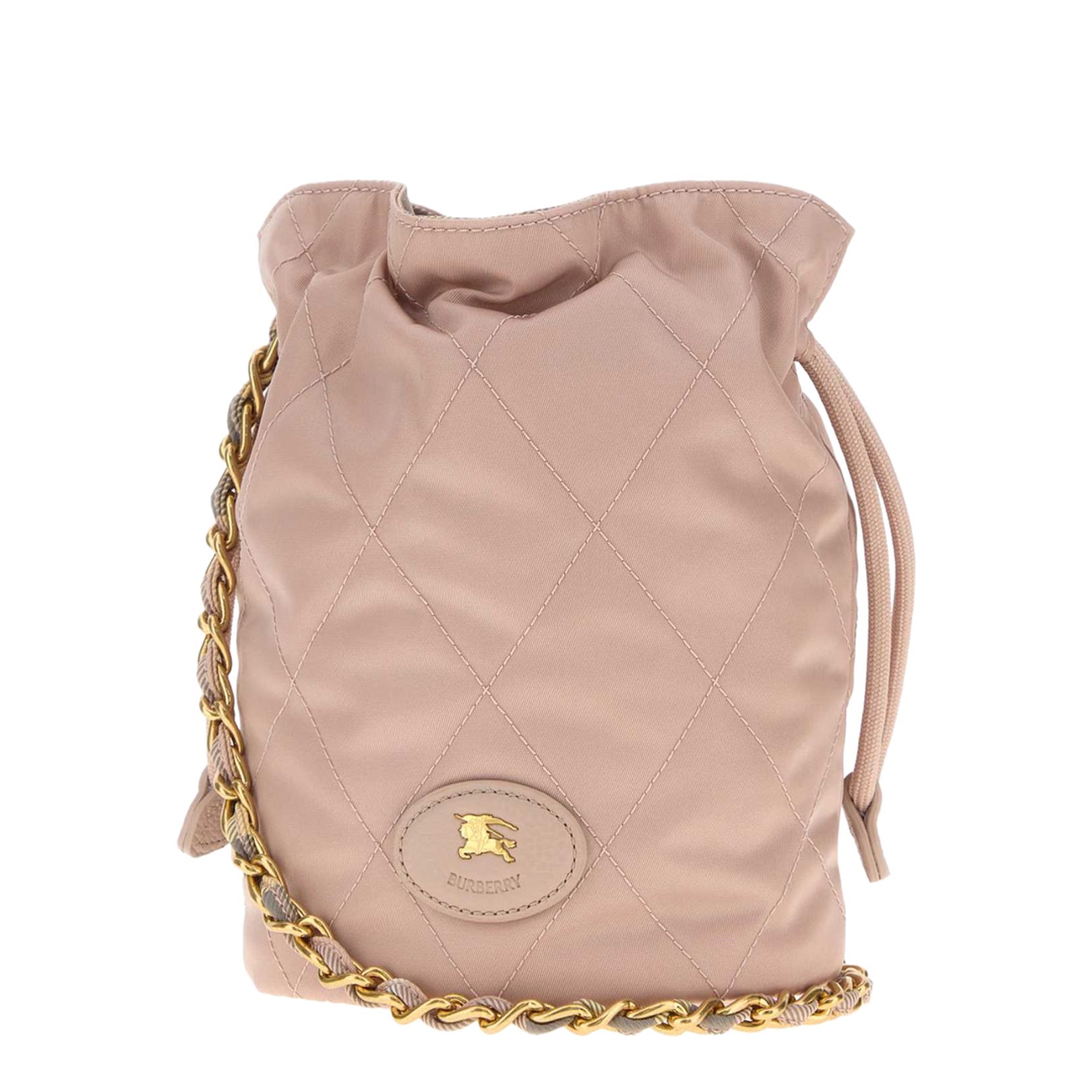 Pastel Pink Canvas Horseshoe Bucket Bag
